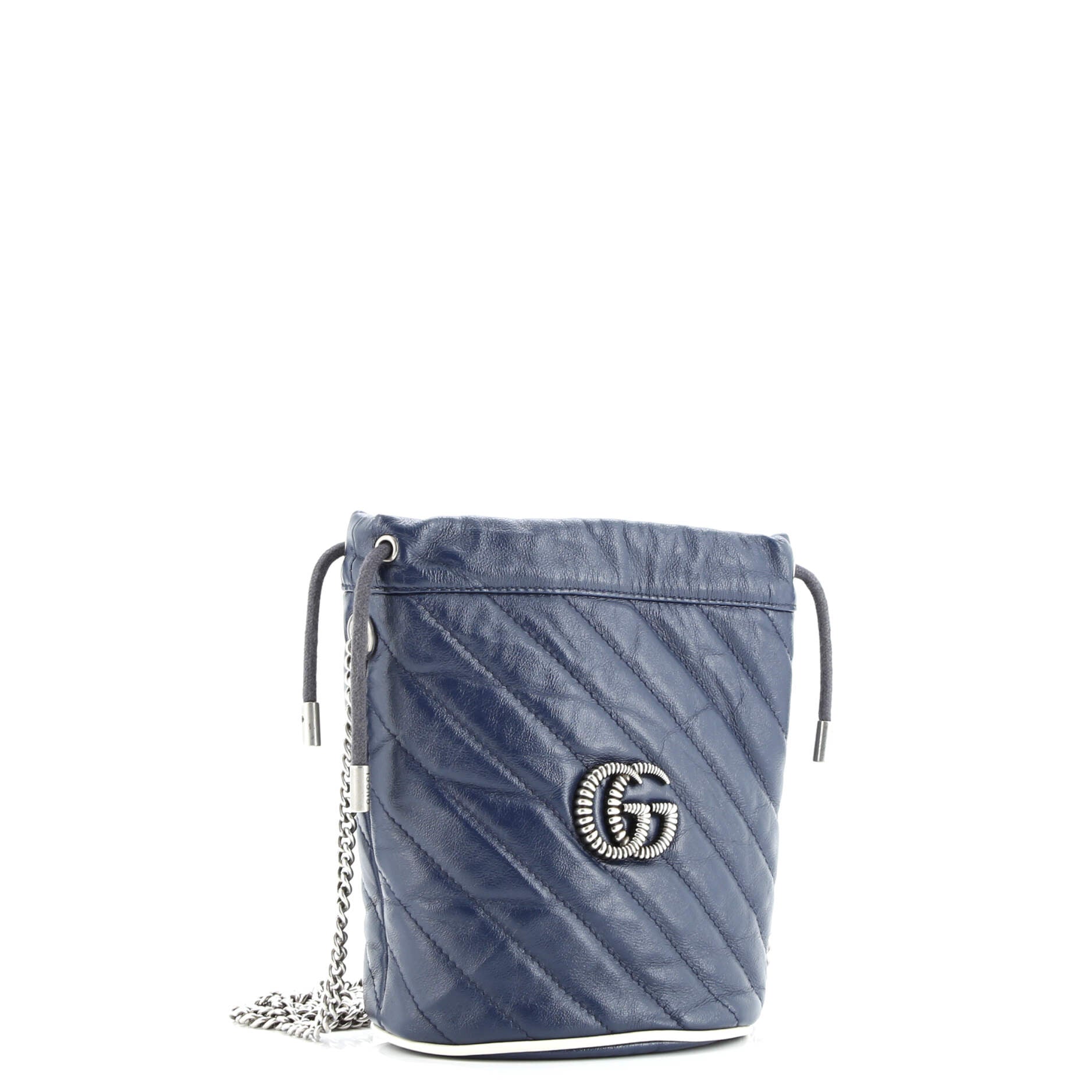 Gucci GG Marmont Bucket Bag Diagonal Quilted Leather Mini
