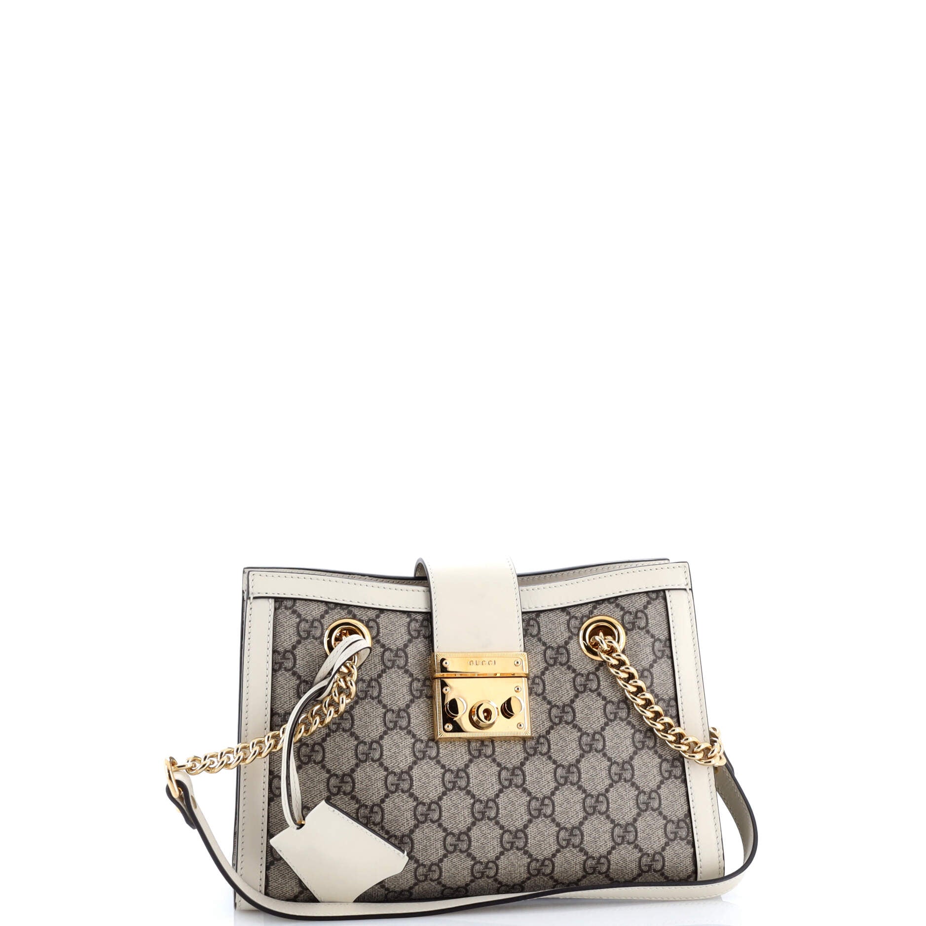 Gucci Padlock Chain Tote GG Coated Canvas with Leather Small