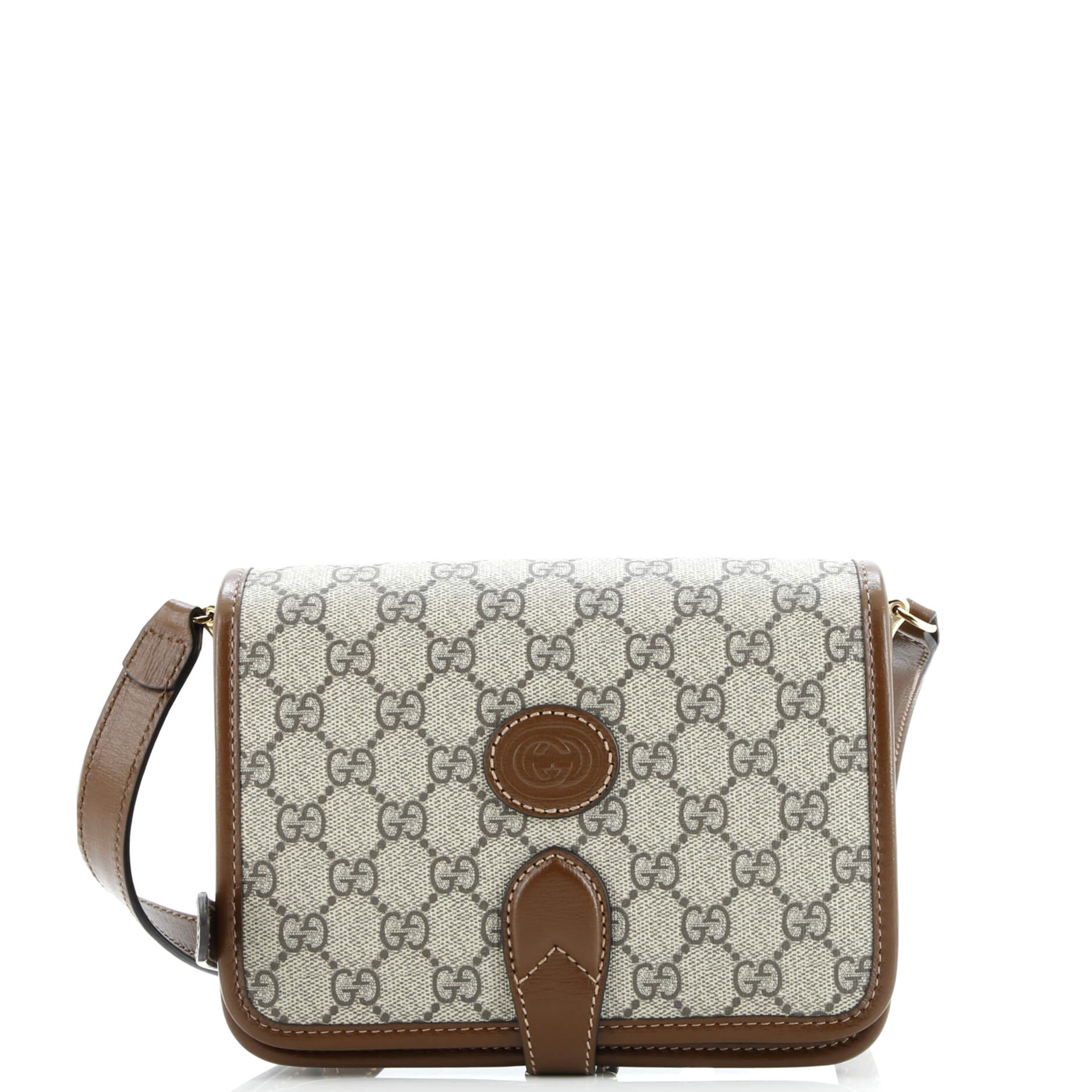 Gucci Interlocking G Patch Messenger Bag GG Coated Canvas Mini