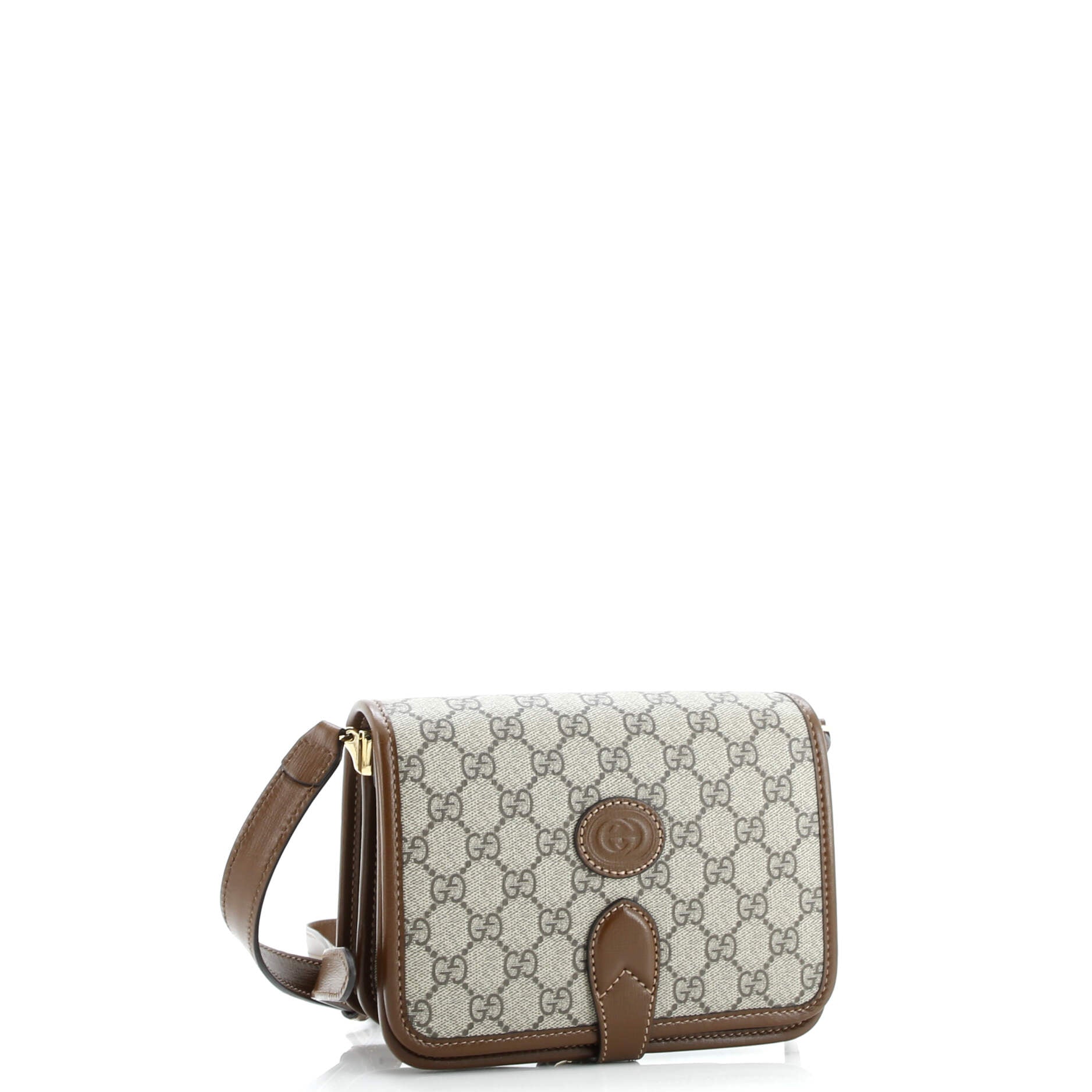 Gucci Interlocking G Patch Messenger Bag GG Coated Canvas Mini