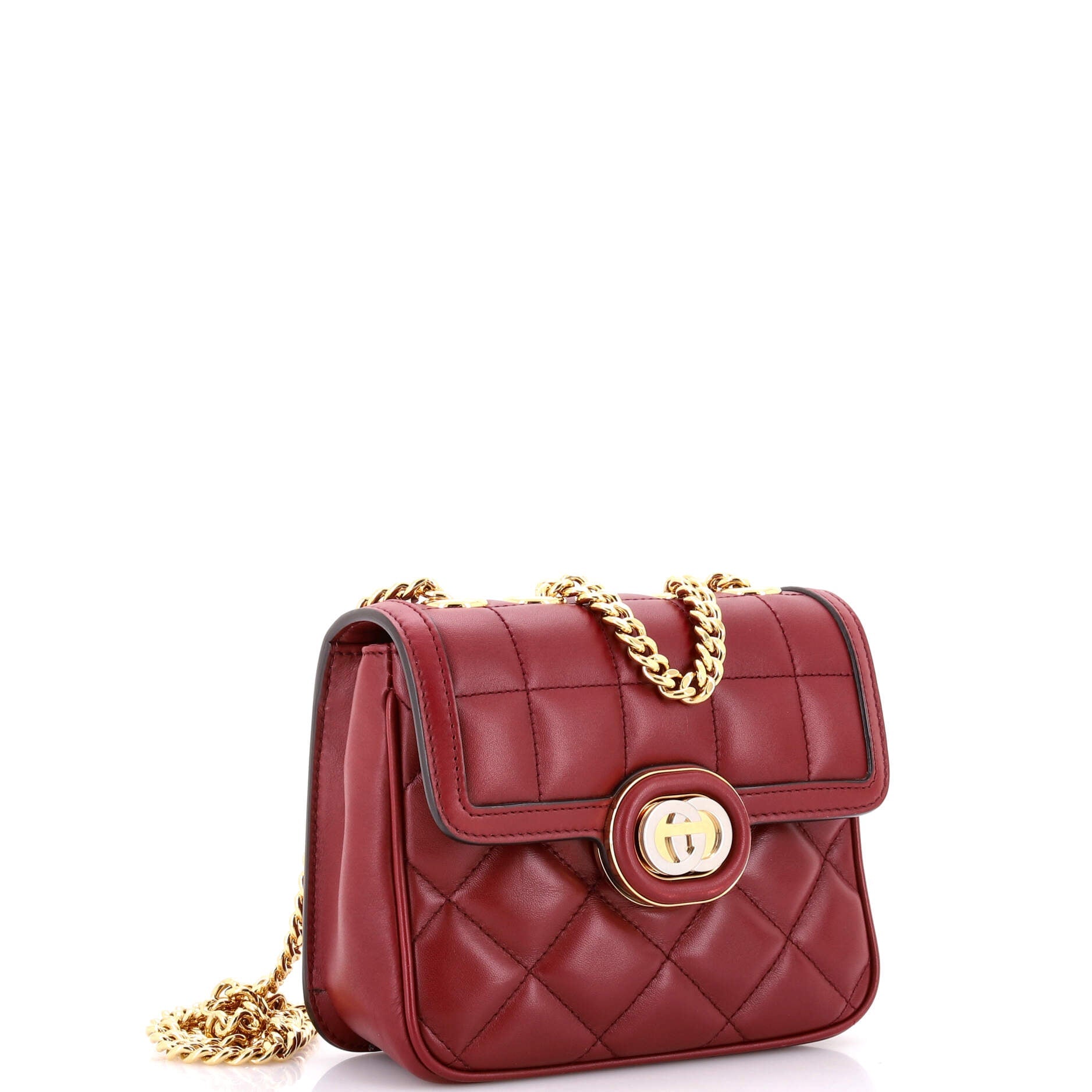 Gucci Deco Chain Flap Bag Mixed Matelasse Leather Mini