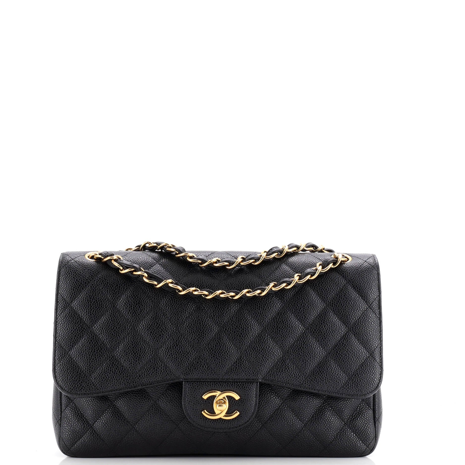 Chanel Classic Double Flap Bag Quilted Caviar Jumbo