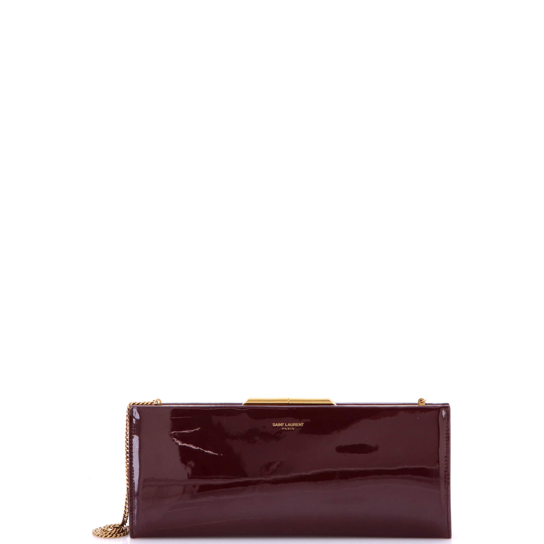 Saint Laurent Midnight Chain Clutch Crocodile Embossed Leather Small