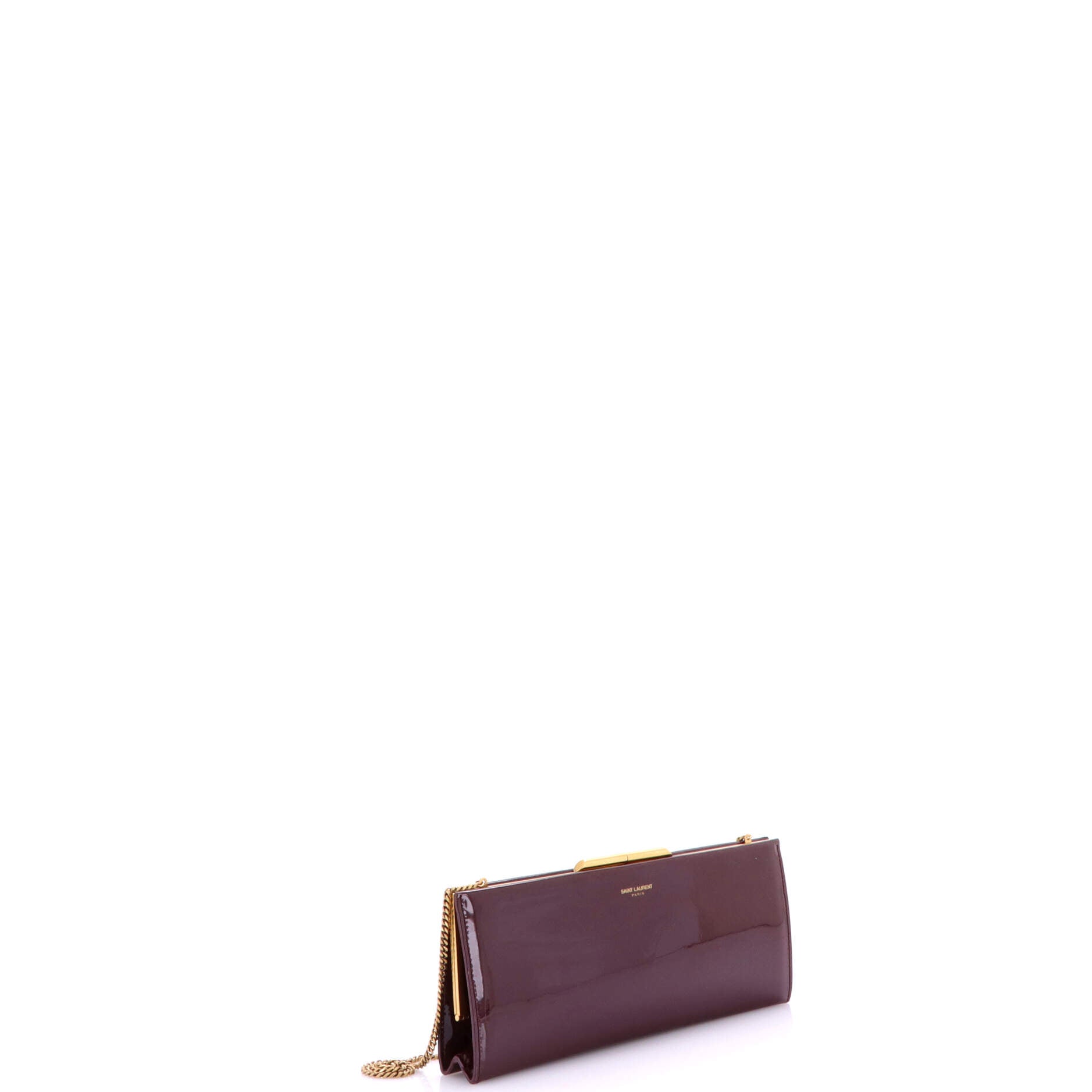 Saint Laurent Midnight Chain Clutch Crocodile Embossed Leather Small