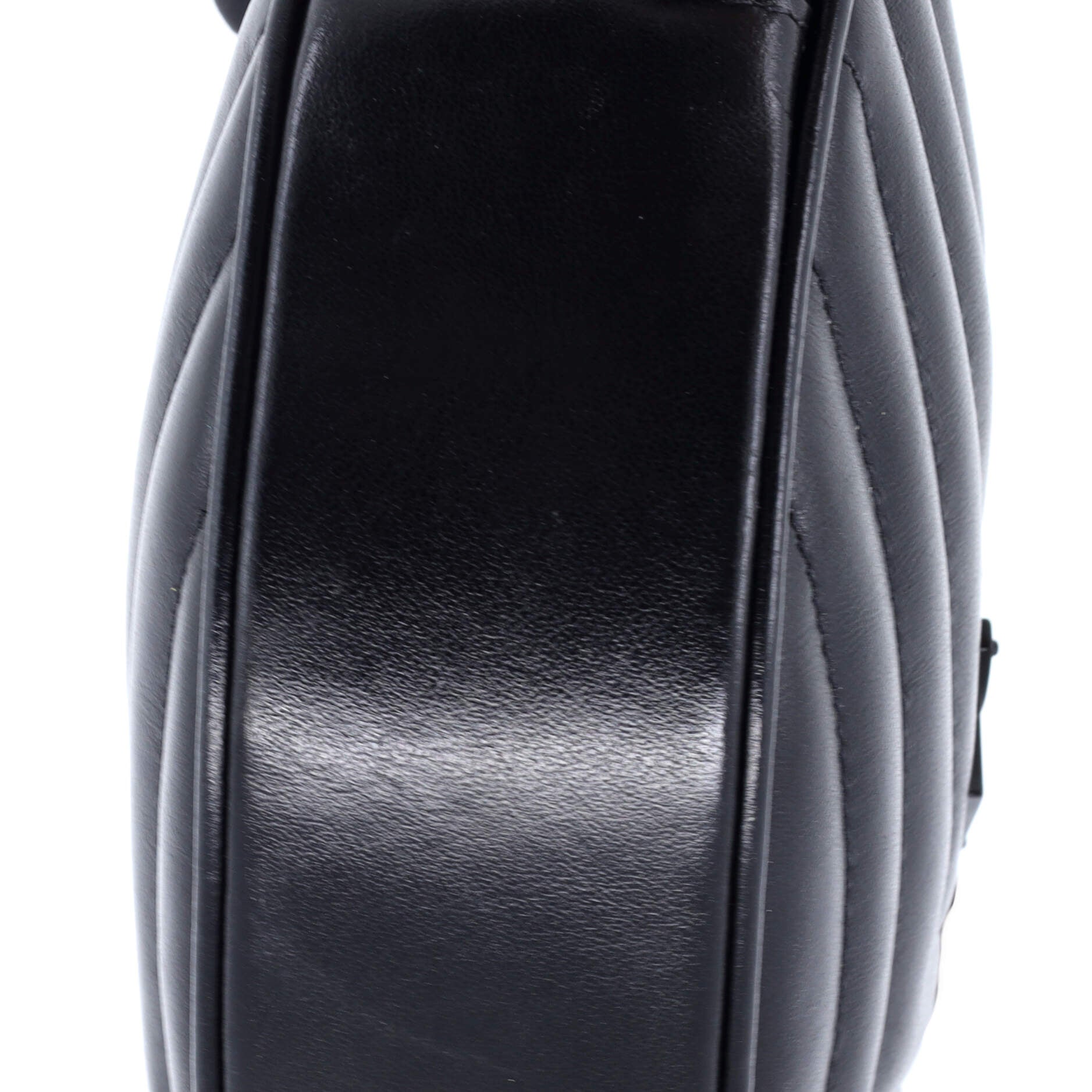 Saint Laurent Vinyle Round Camera Bag Matelasse Chevron Leather
