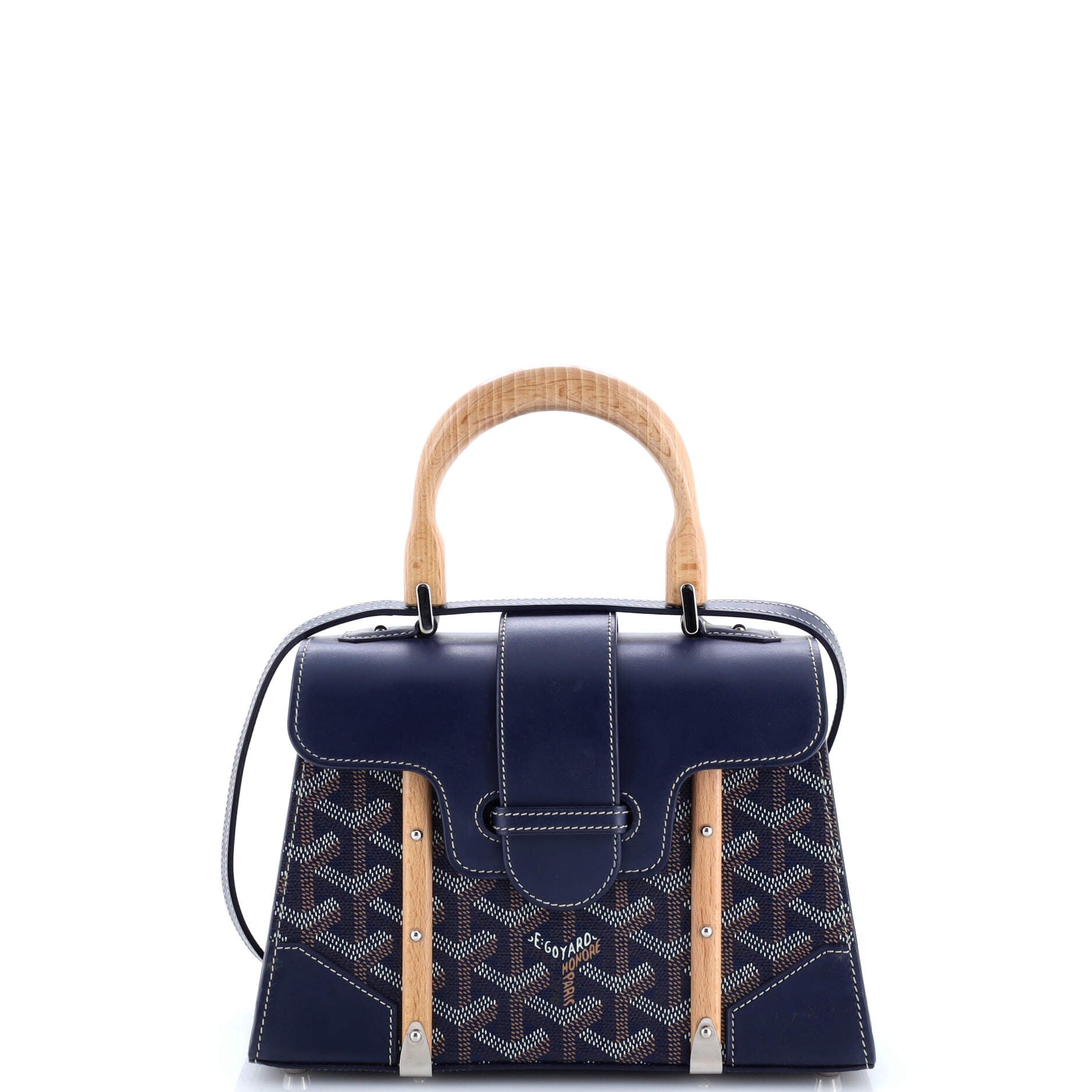 Goyard Structured Saigon Top Handle Bag Coated Canvas with Leather Mini