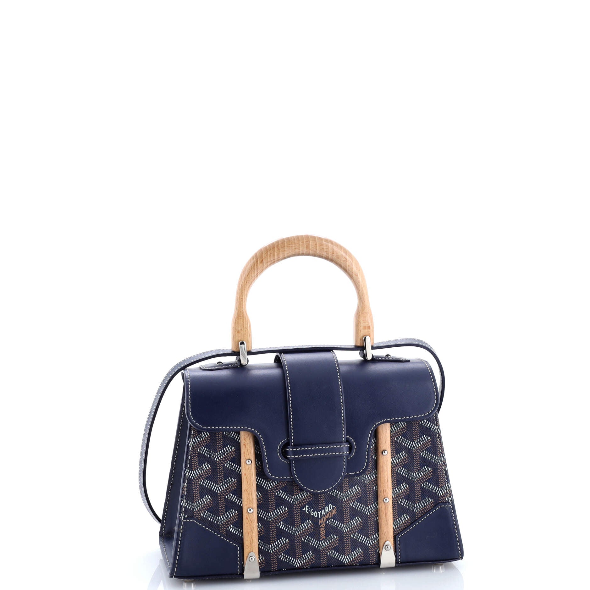Goyard Structured Saigon Top Handle Bag Coated Canvas with Leather Mini