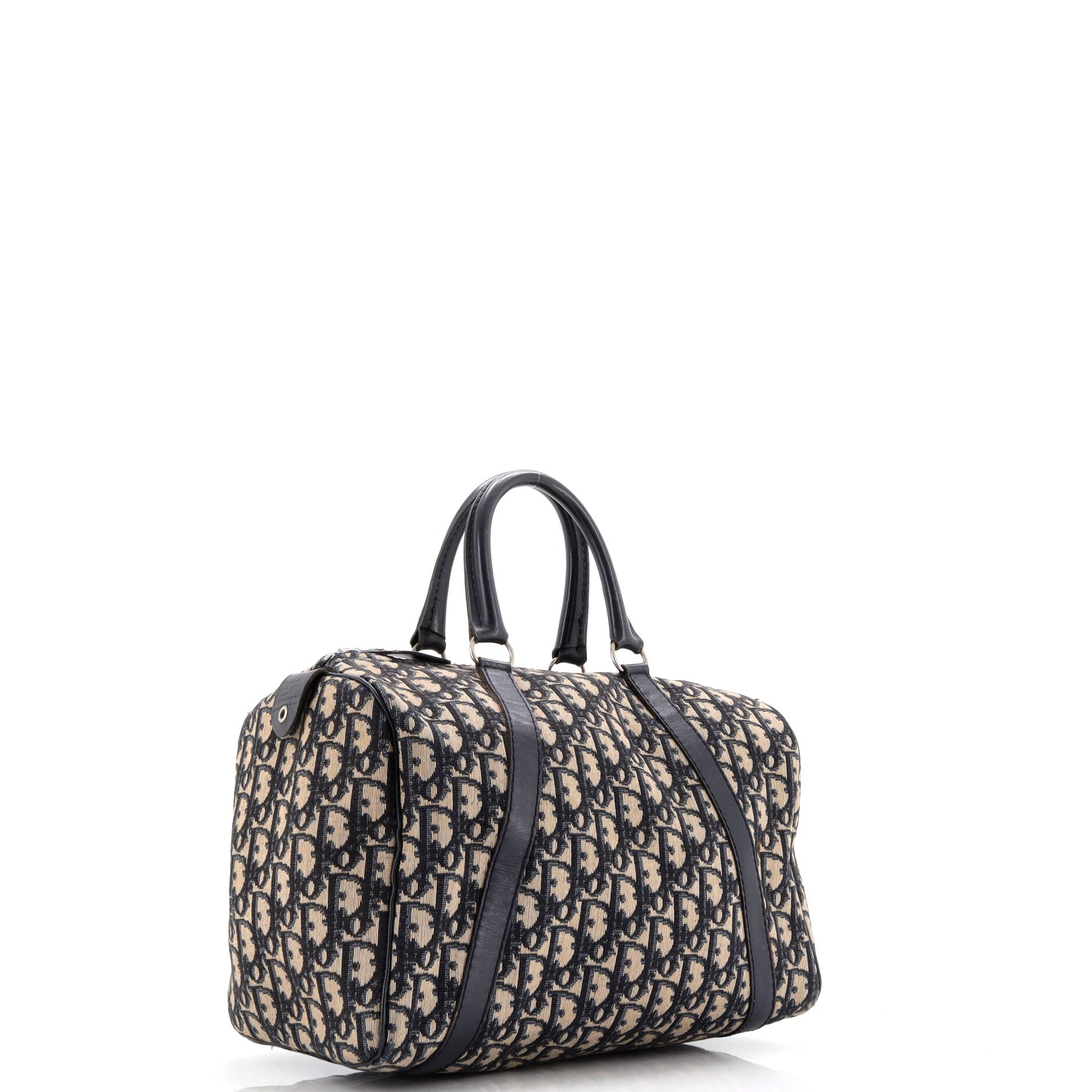 Christian Dior Vintage Trotter Boston Bag Diorissimo Canvas Medium