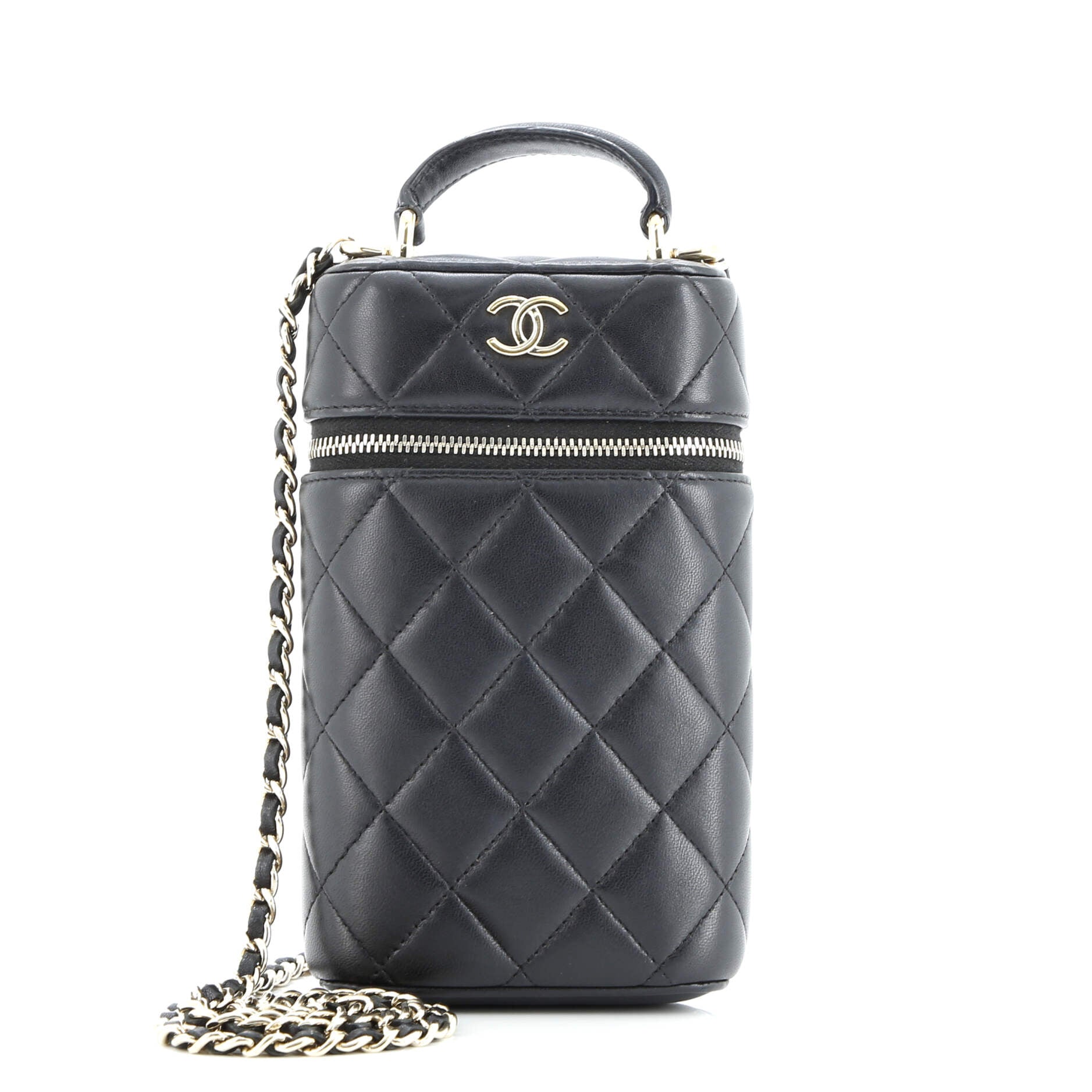 Chanel Classic Vanity Top Handle Phone Holder with Chain Quilted Lambskin