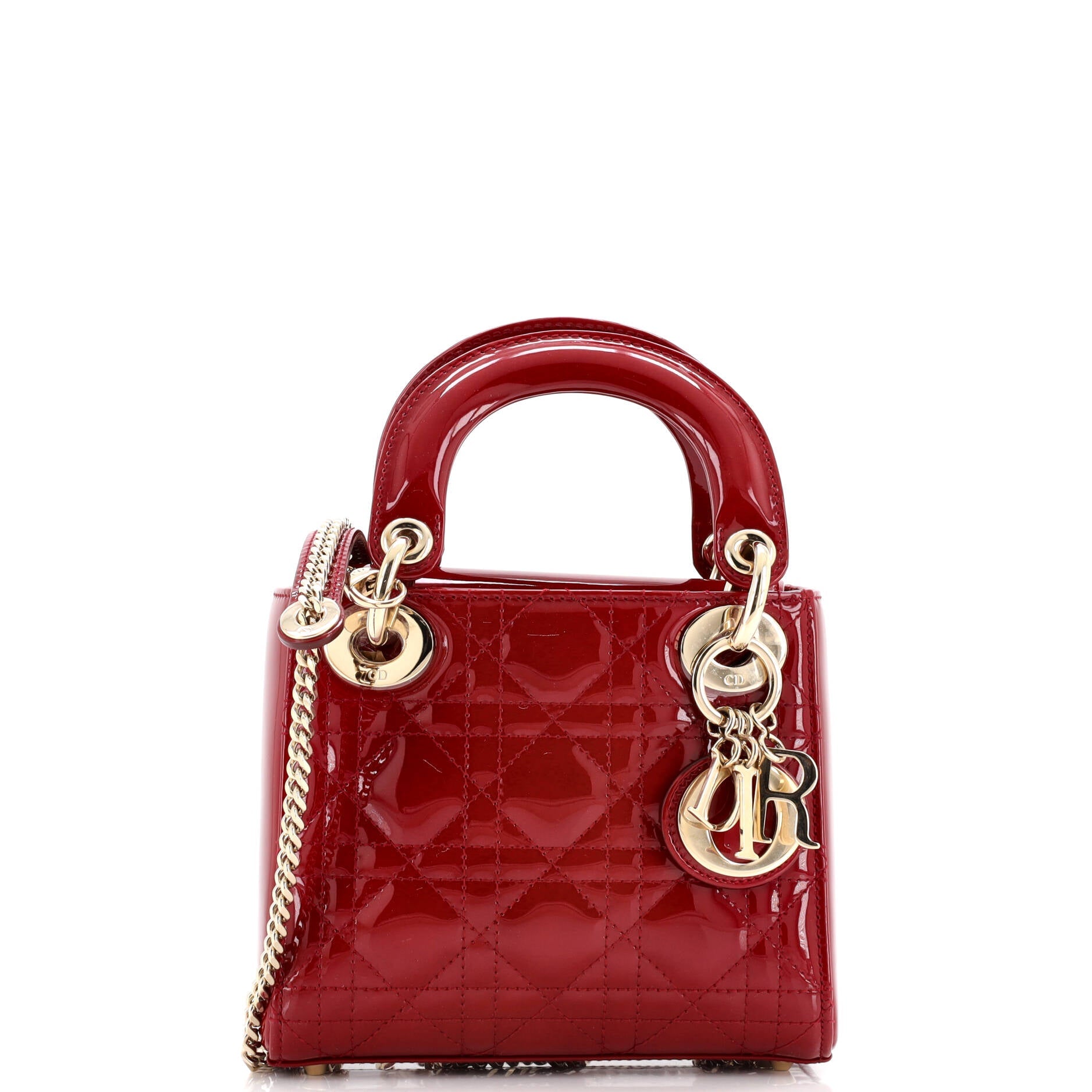 Christian Dior Lady Dior Chain Bag Cannage Quilt Patent Mini