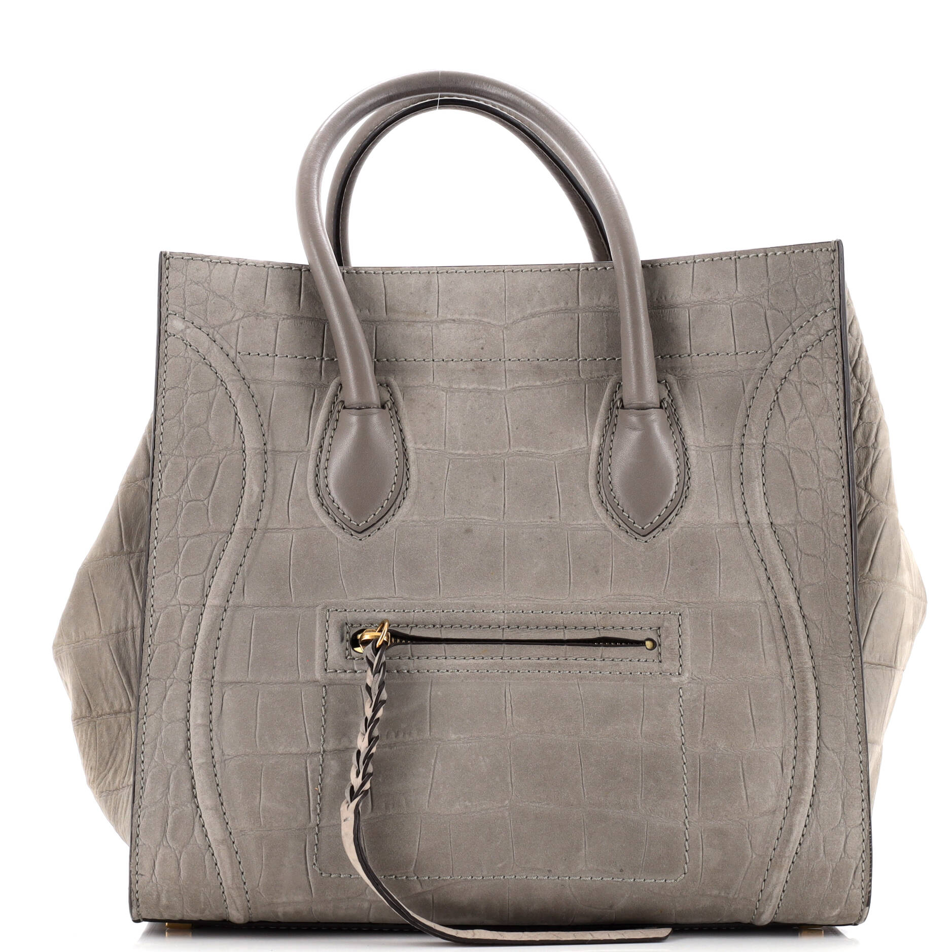 Celine Phantom Bag Crocodile Embossed Nubuck Medium