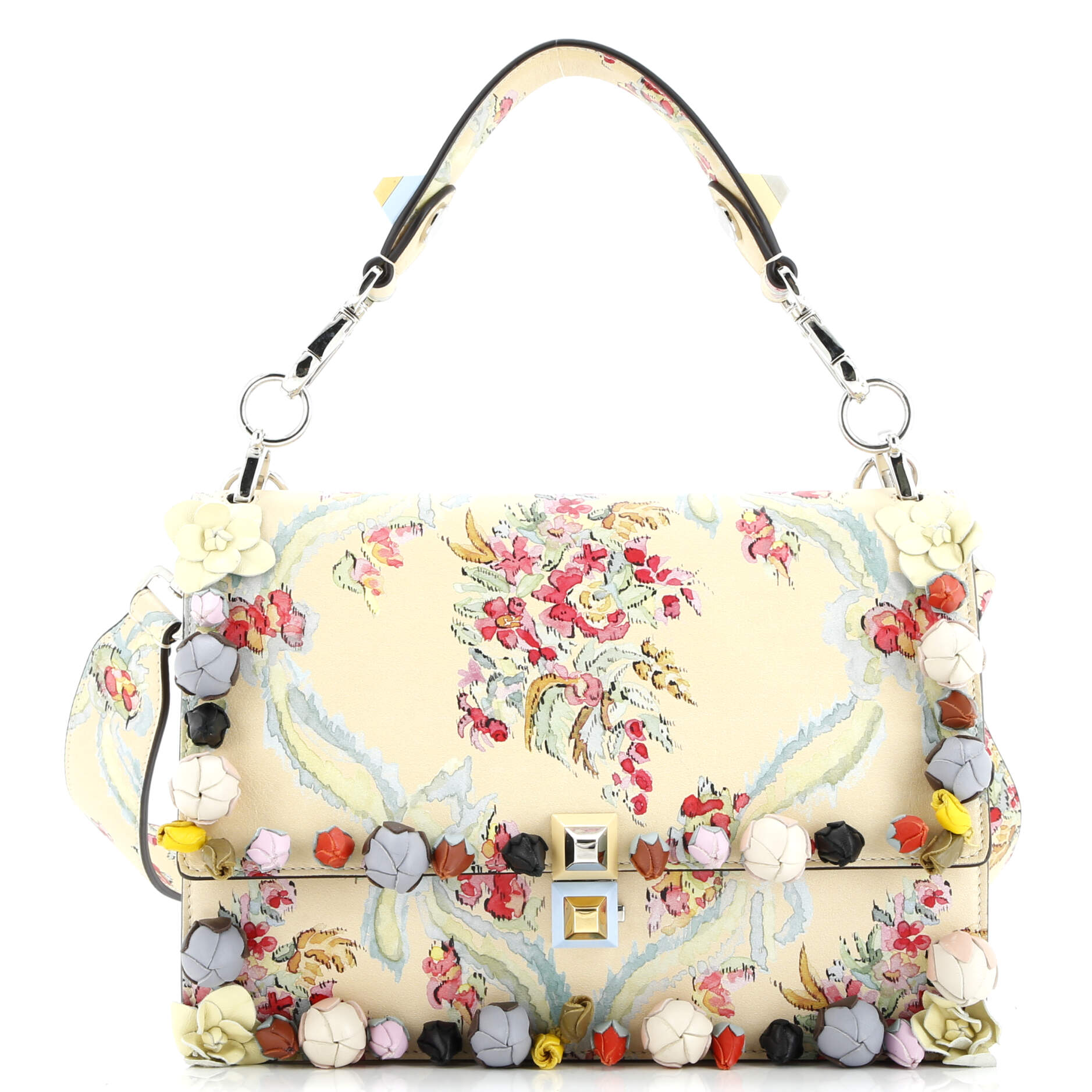 Fendi Kan I Bag Embellished Printed Leather Medium