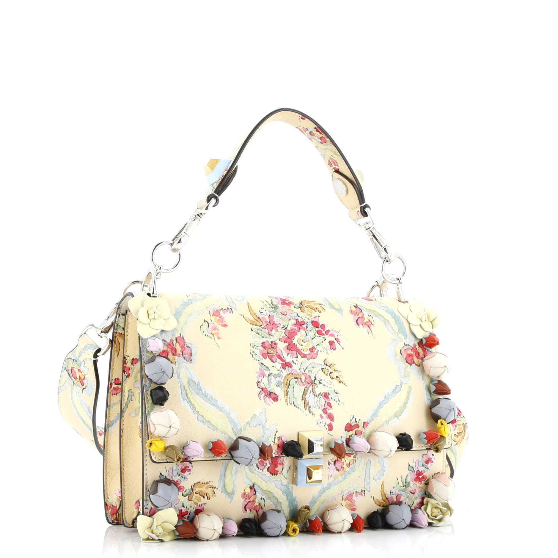 Fendi Kan I Bag Embellished Printed Leather Medium