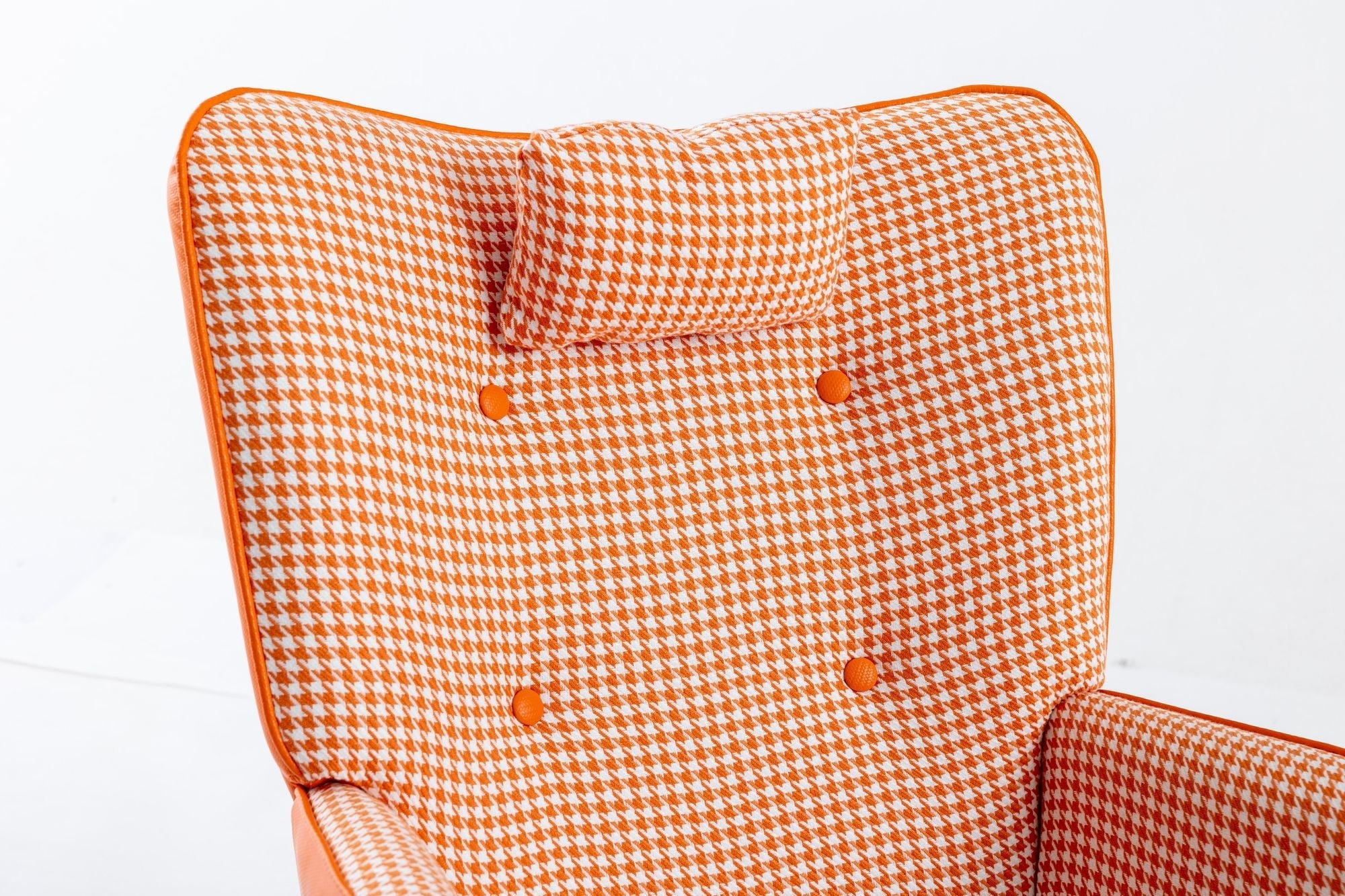 35.5 inch Rocking Chair, Soft Houndstooth Fabric Leather Fabric Rocking Chair for Nursery, Comfy Wingback Glider Rocker with Safe Solid Wood Base for Living Room Bedroom Balcony