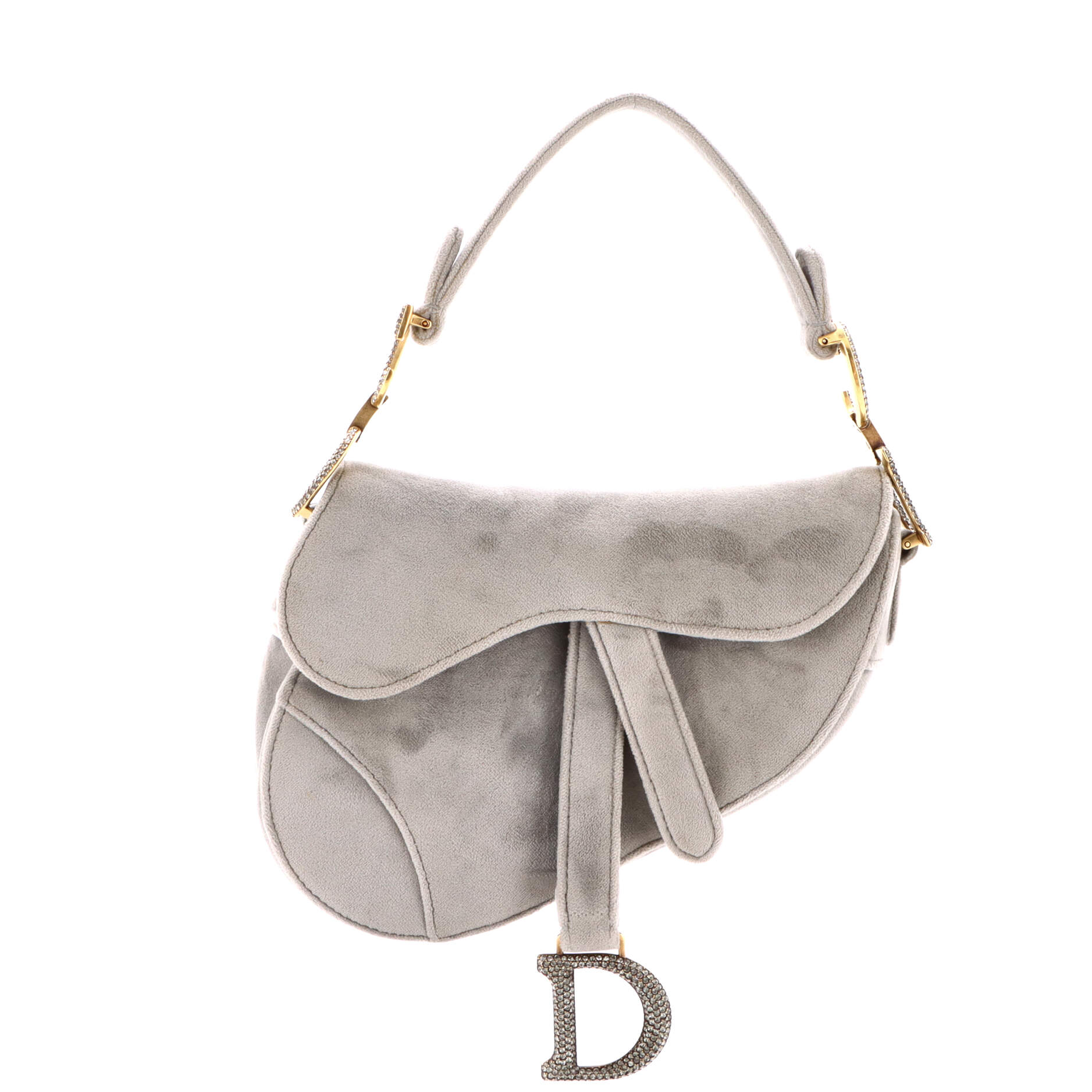 Christian Dior Saddle Handbag Velvet with Crystals Mini