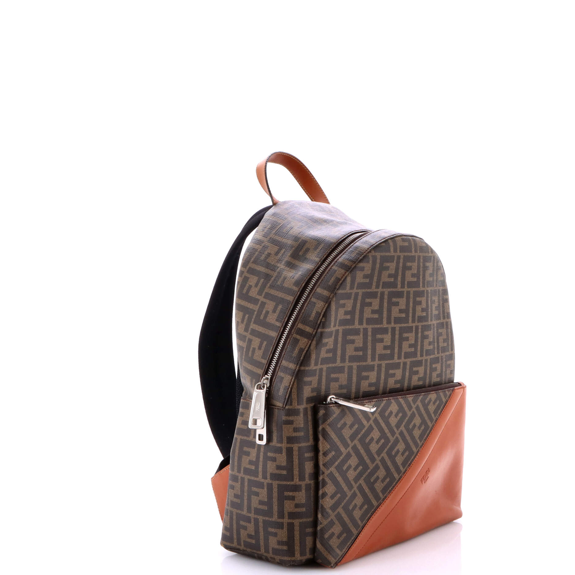 Fendi Front Pocket Backpack Zucca Coated Canvas and Leather