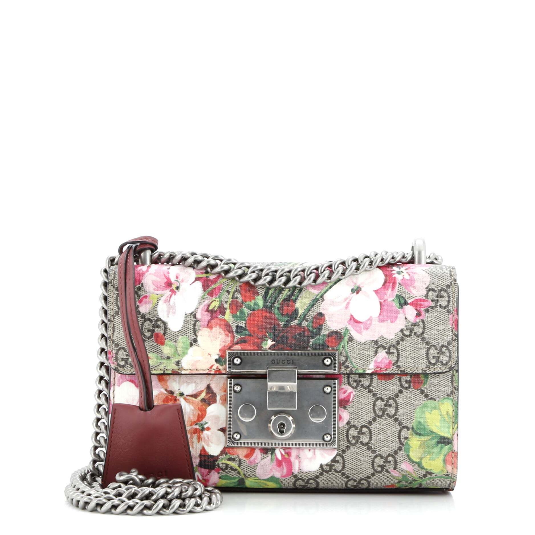 Gucci Padlock Shoulder Bag Blooms Print GG Coated Canvas Small