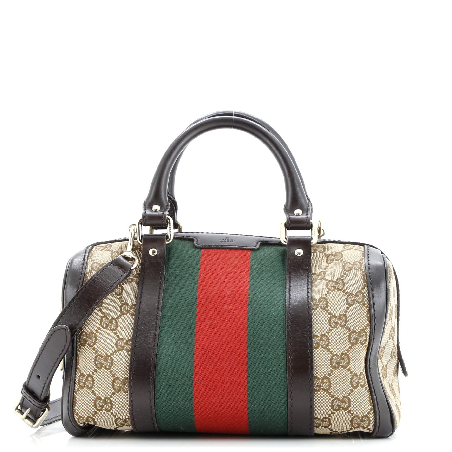 Gucci Vintage Web Boston Bag GG Canvas Small