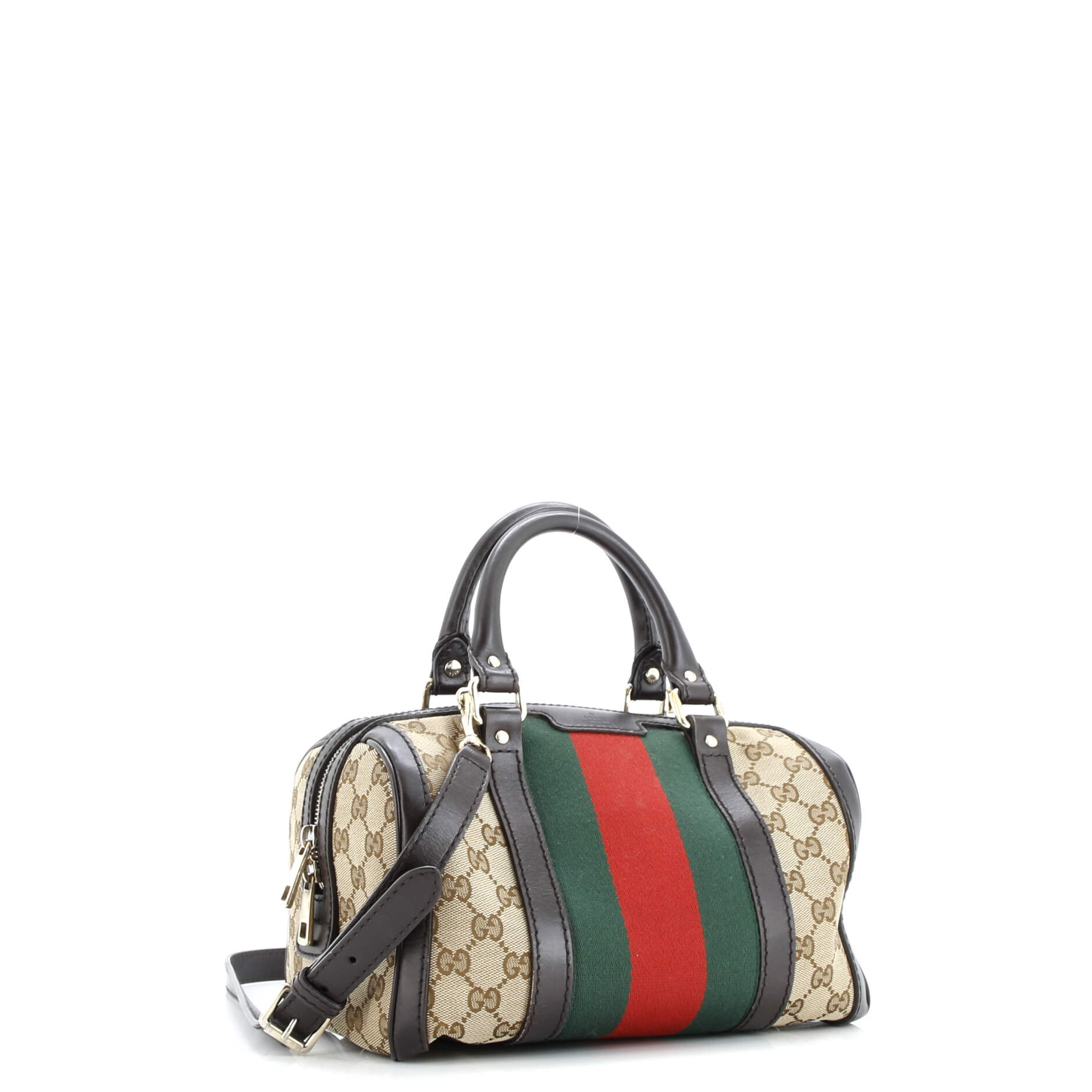 Gucci Vintage Web Boston Bag GG Canvas Small