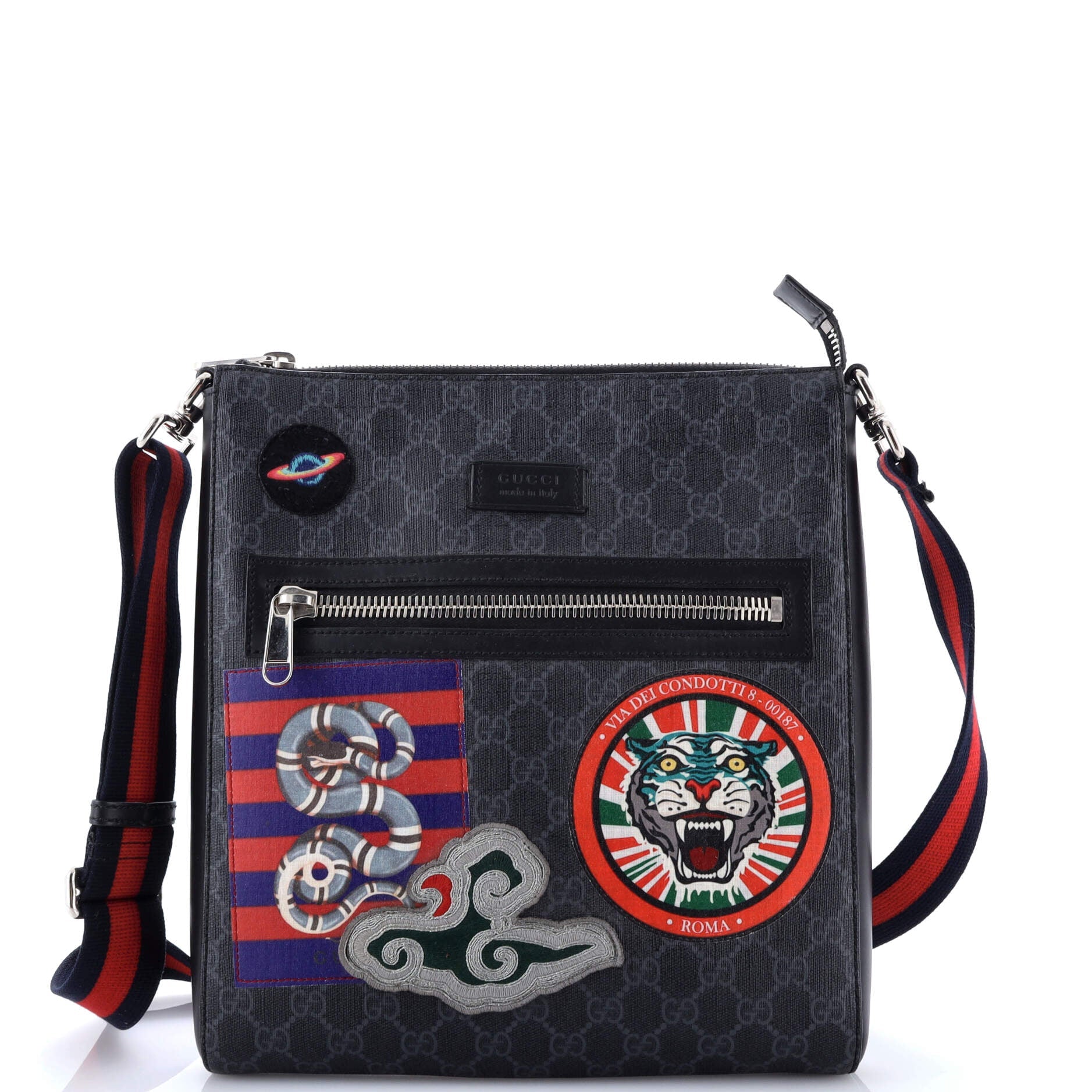 Gucci Night Courrier Zip Messenger GG Coated Canvas with Applique Medium
