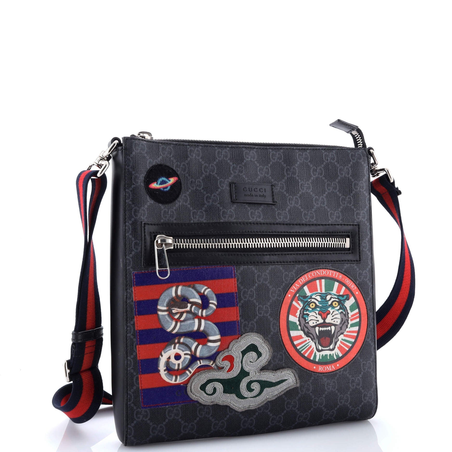 Gucci Night Courrier Zip Messenger GG Coated Canvas with Applique Medium