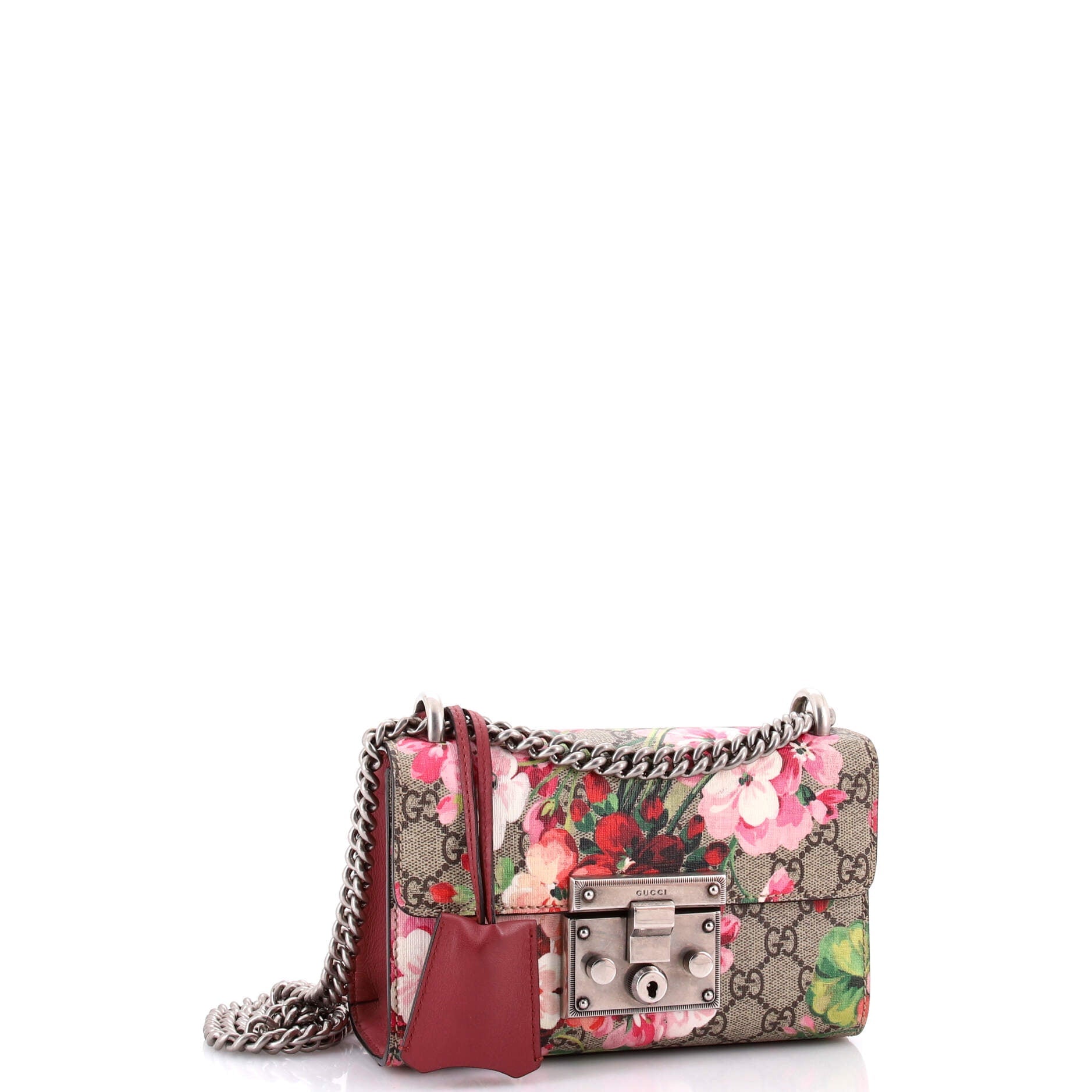 Gucci Padlock Shoulder Bag Blooms Print GG Coated Canvas Small