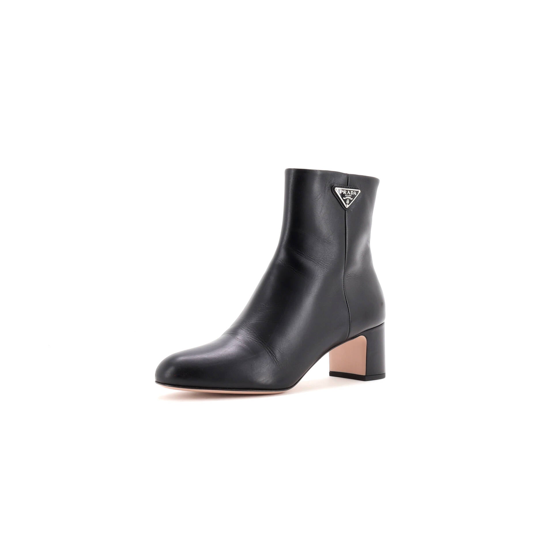 Prada Women's Triangle Logo Ankle Boots Leather