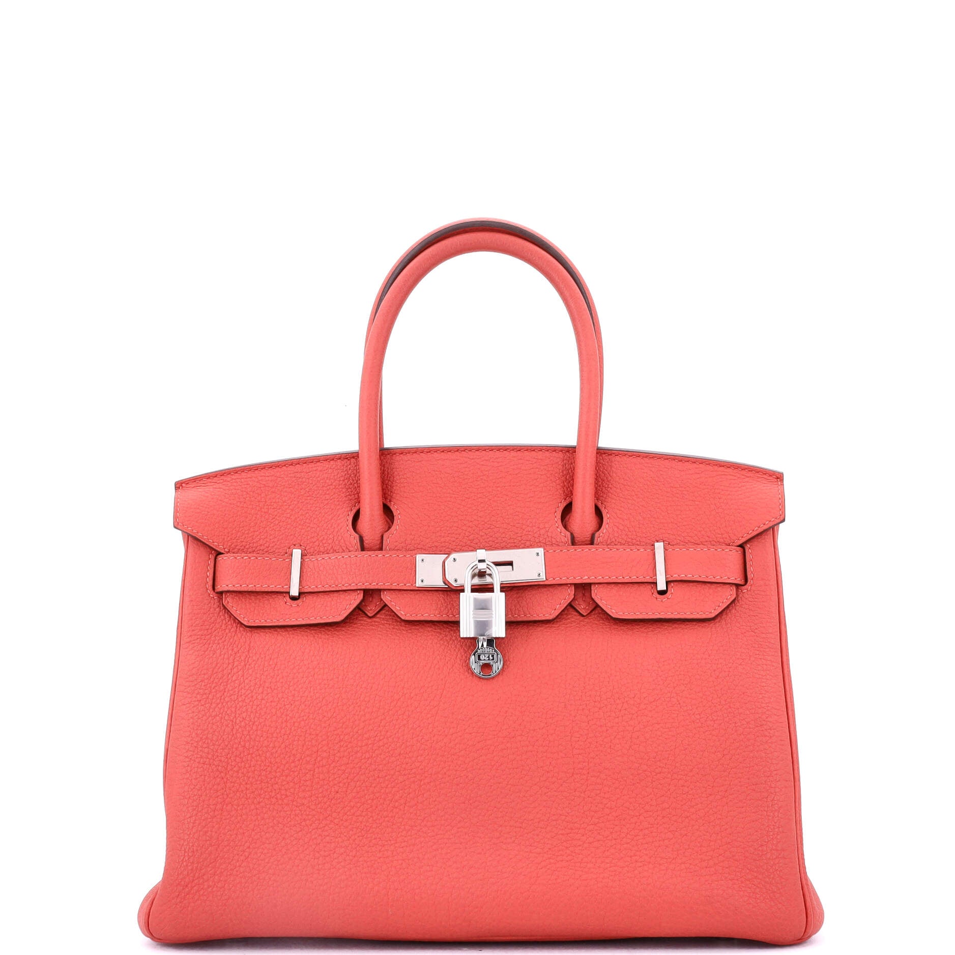 Hermes Birkin Handbag Red Togo with Palladium Hardware 30