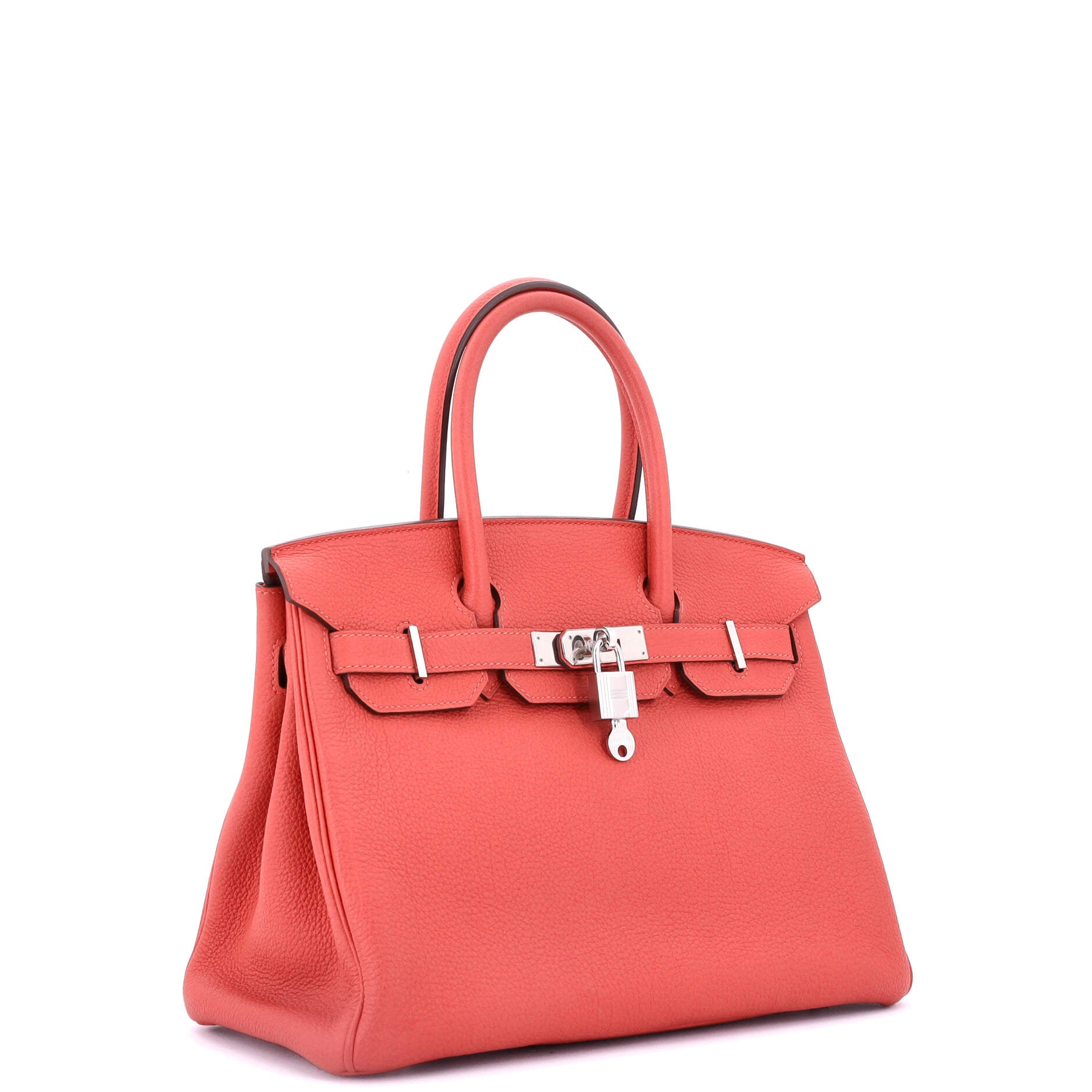 Hermes Birkin Handbag Red Togo with Palladium Hardware 30