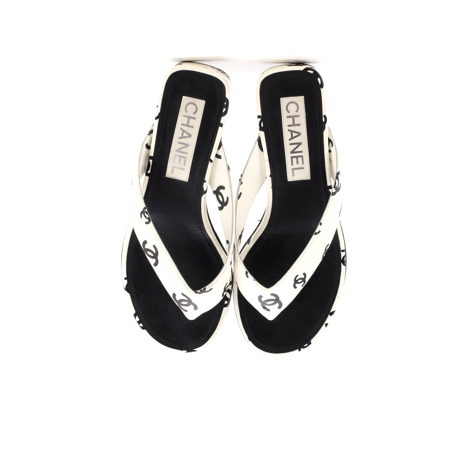 Chanel Women's CC Coco Beach Thong Sandals Printed Leather
