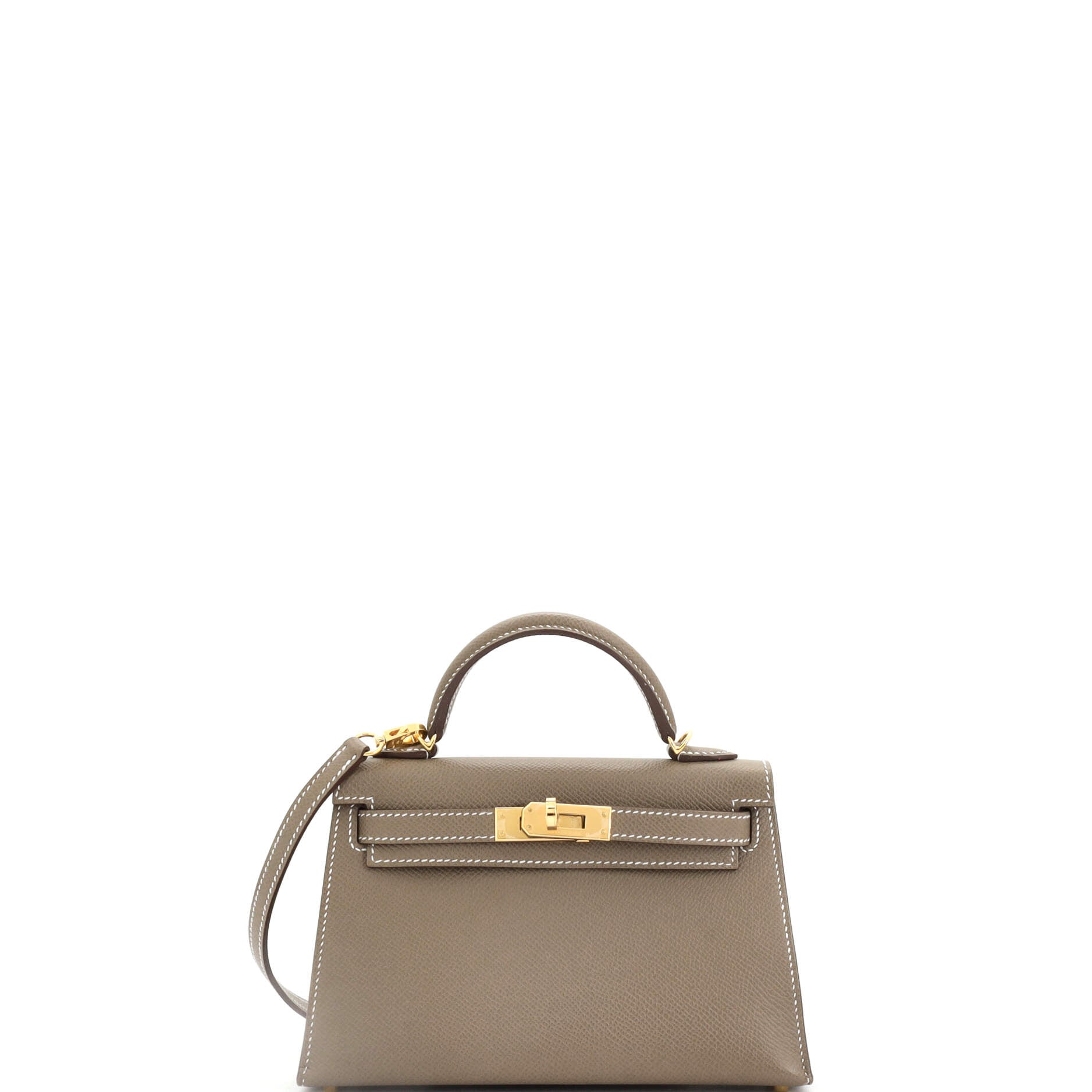 Hermes Kelly Mini II Bag Grey Epsom with Gold Hardware 20
