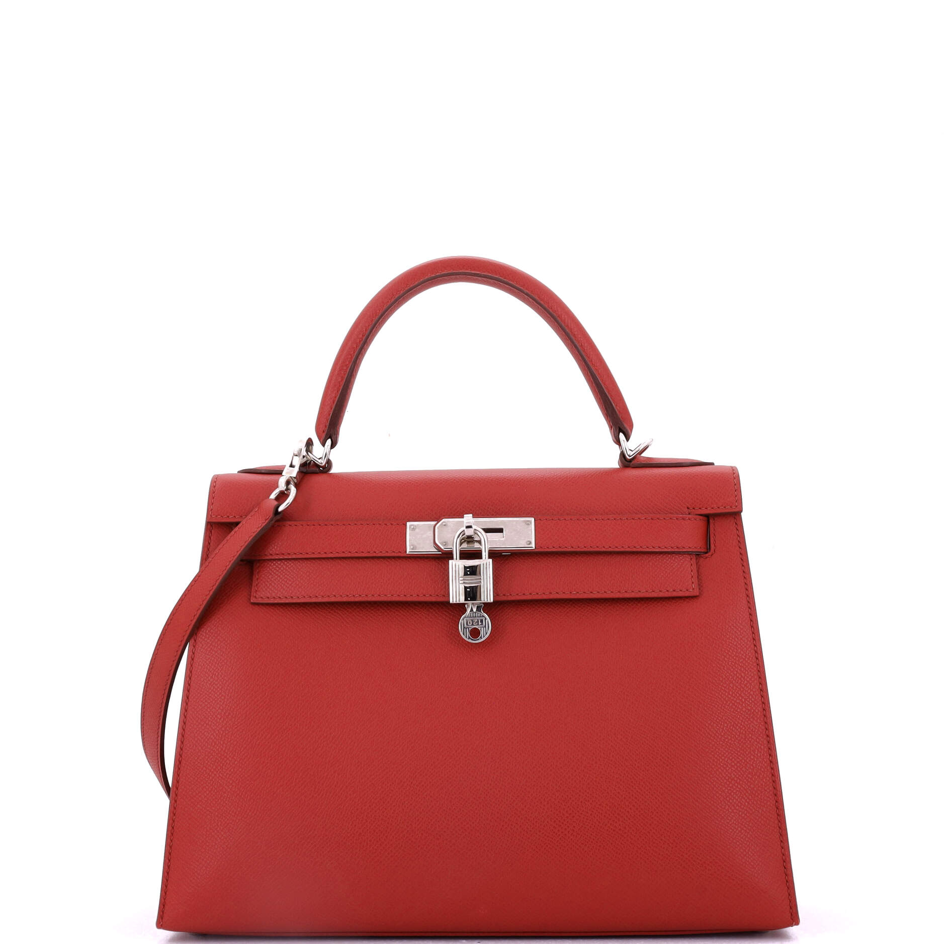 Hermes Kelly Handbag Red Epsom with Palladium Hardware 28