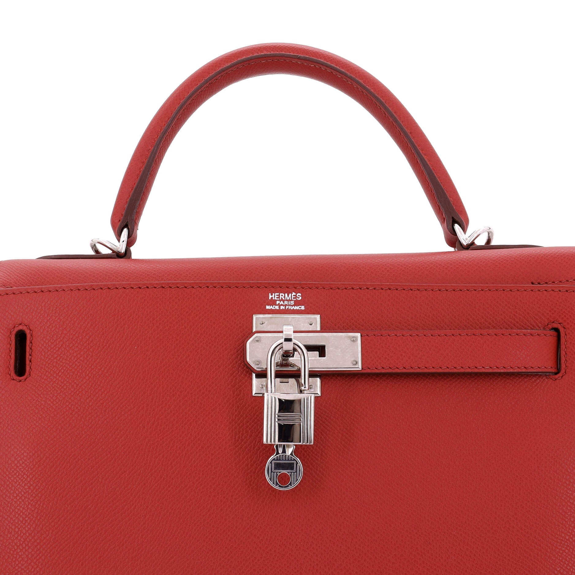 Hermes Kelly Handbag Red Epsom with Palladium Hardware 28