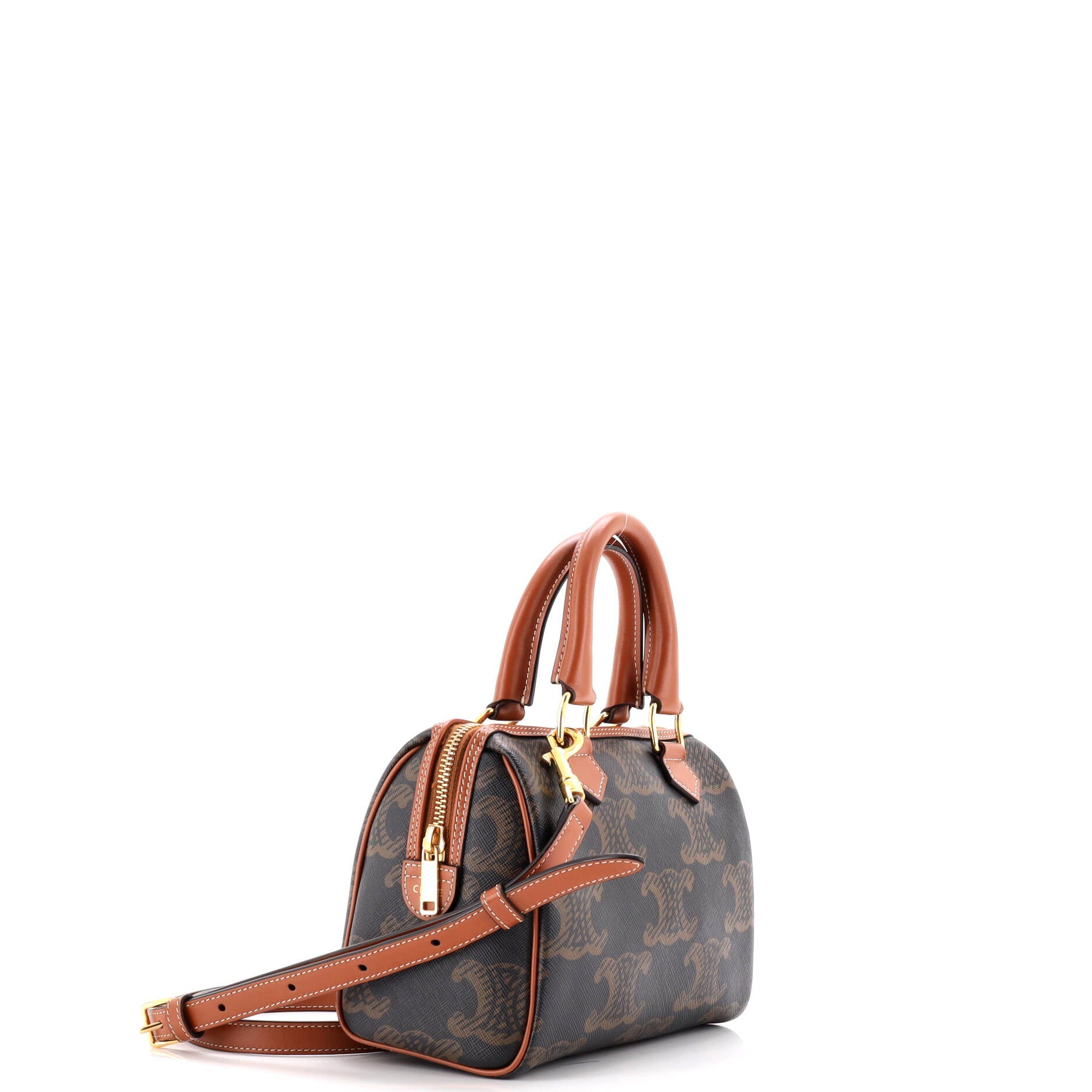 Celine Boston Bag Triomphe XL Coated Canvas Small