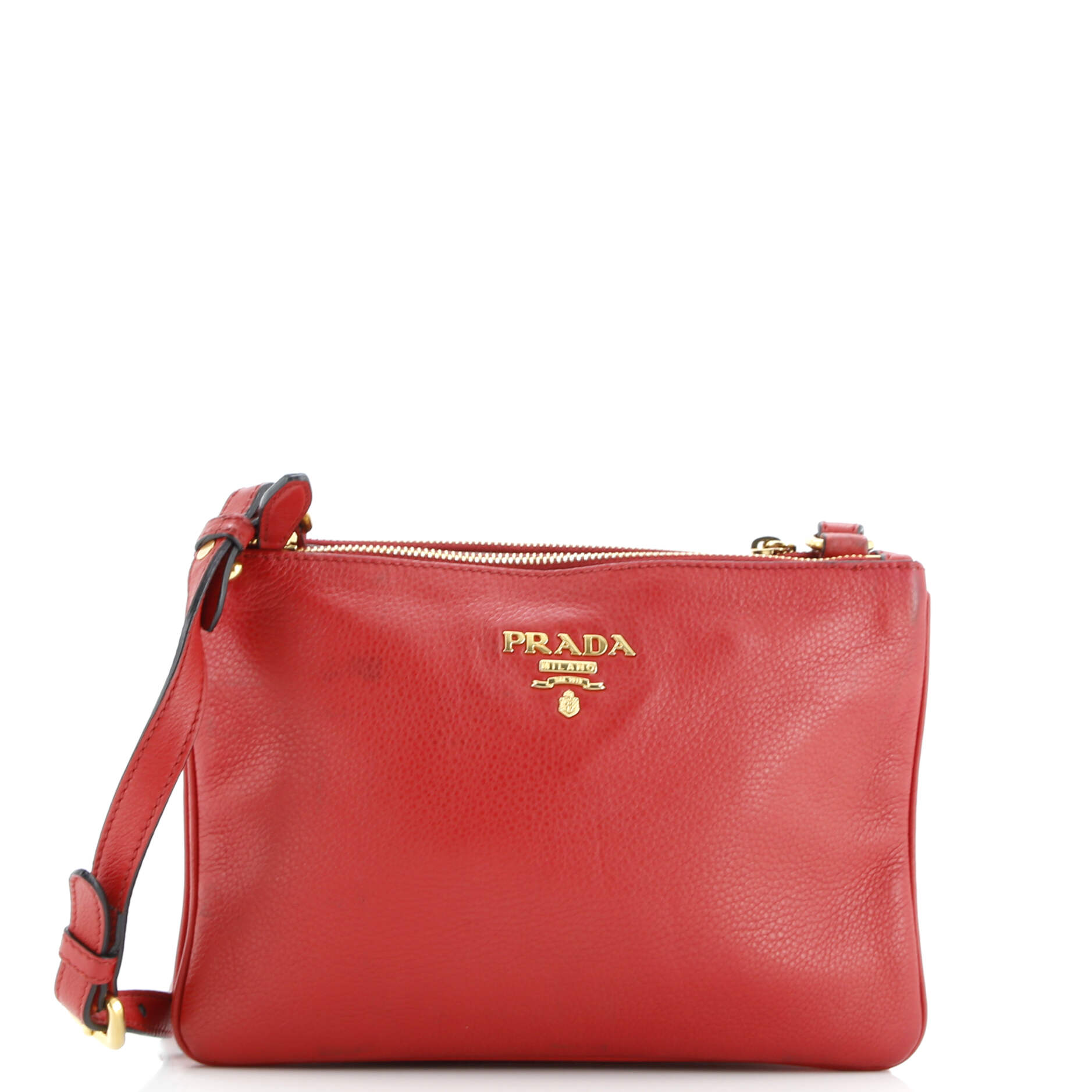 Prada Double Zip Crossbody Bag Vitello Daino Small