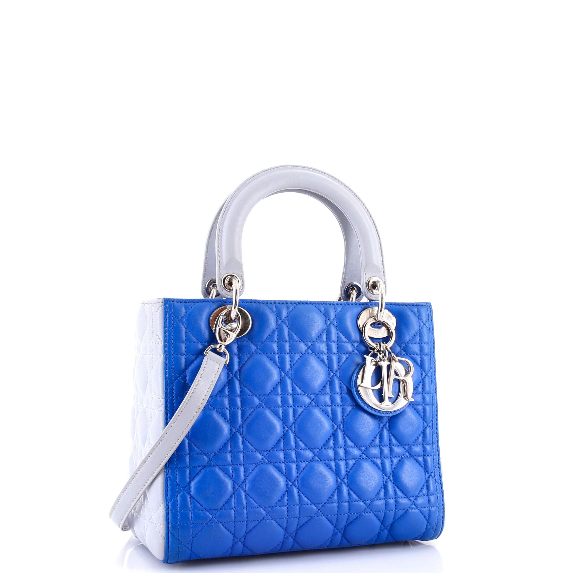 Christian Dior Bicolor Lady Dior Bag Cannage Quilt Lambskin Medium