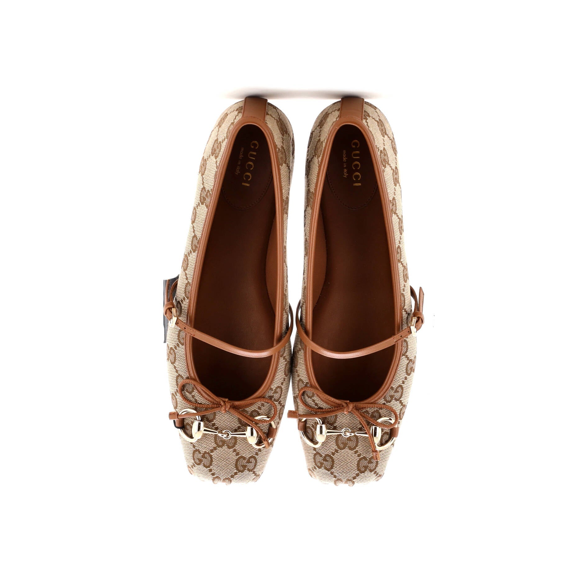 Gucci Women's Horsebit Ballet Flats GG Canvas