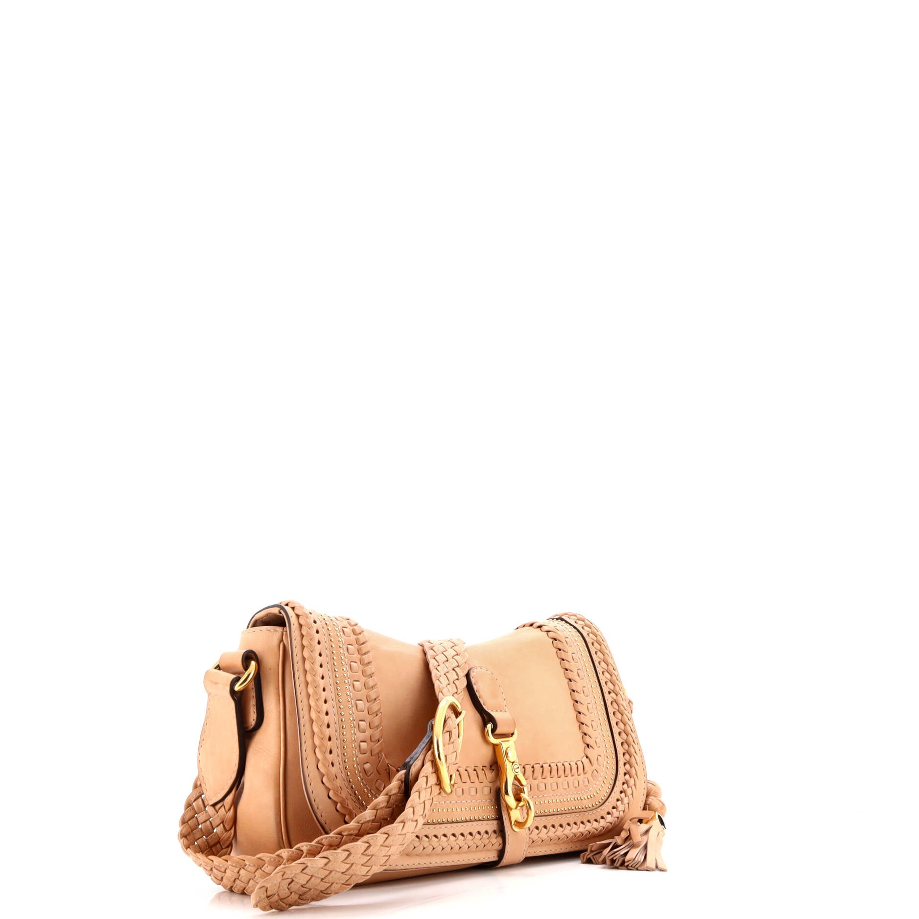 Gucci Handmade Flap Shoulder Bag Leather with Woven Detail Medium