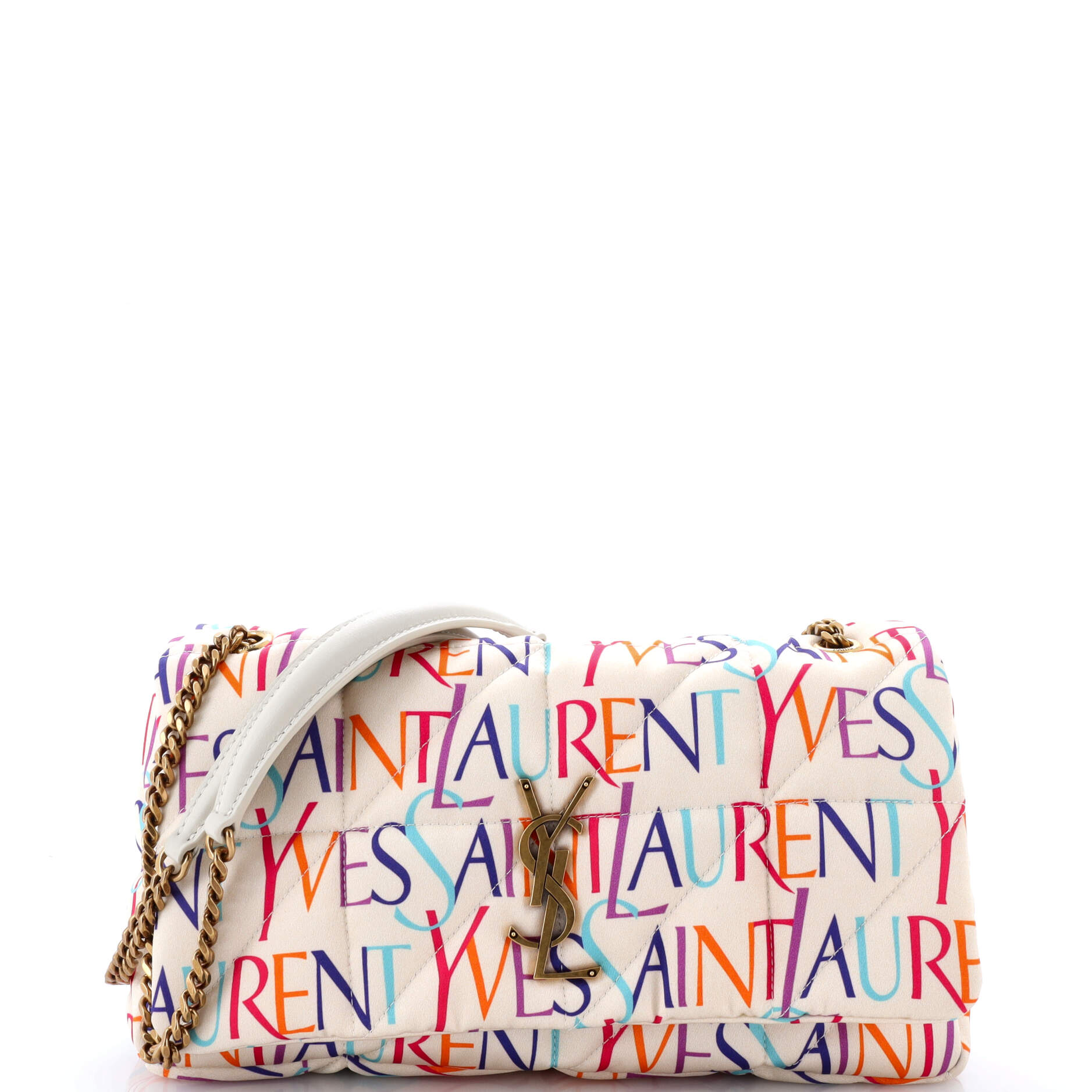 Saint Laurent Jamie Flap Bag Quilted Printed Silk Medium