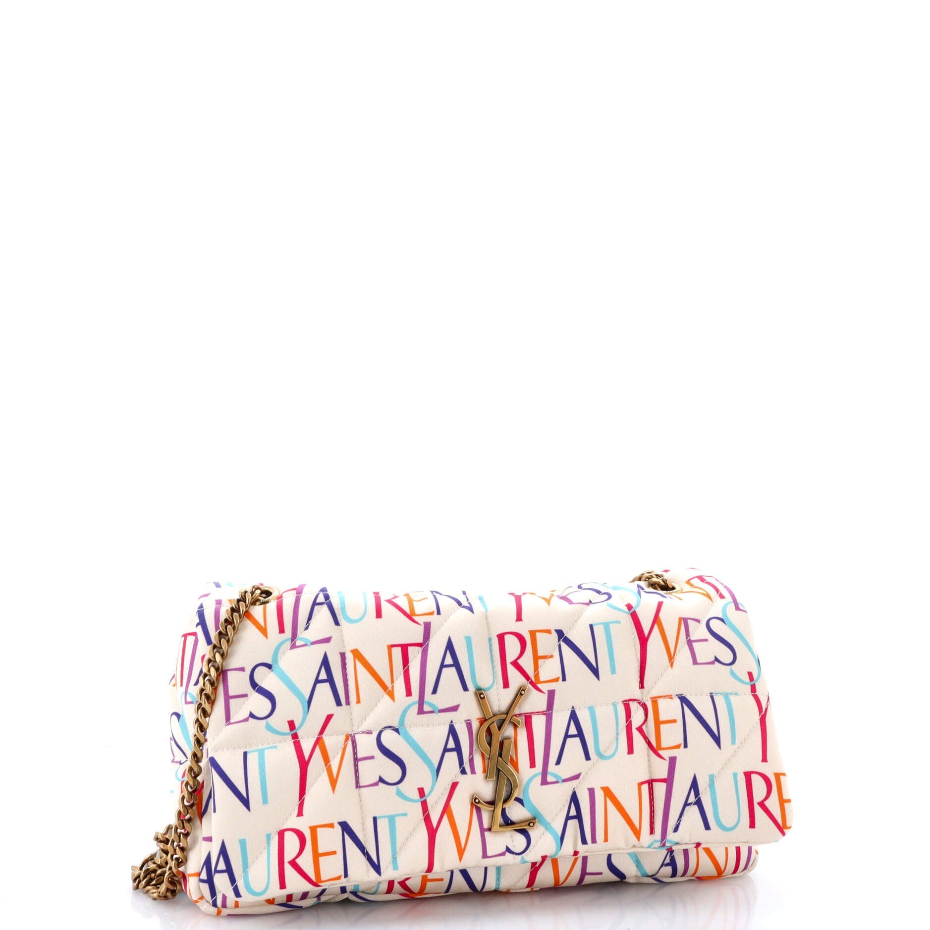 Saint Laurent Jamie Flap Bag Quilted Printed Silk Medium