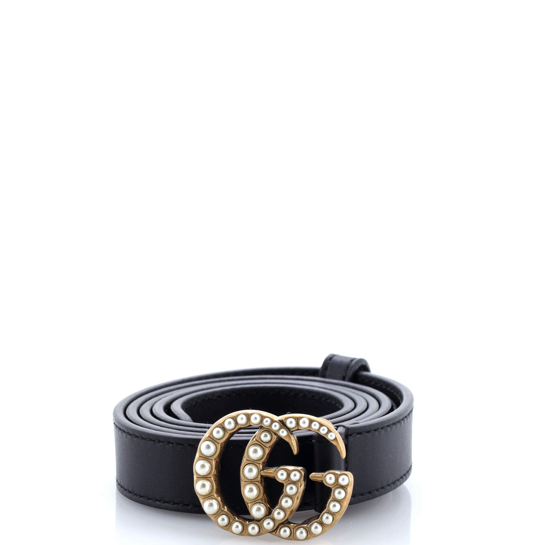 Gucci Pearly GG Marmont Belt Leather Thin