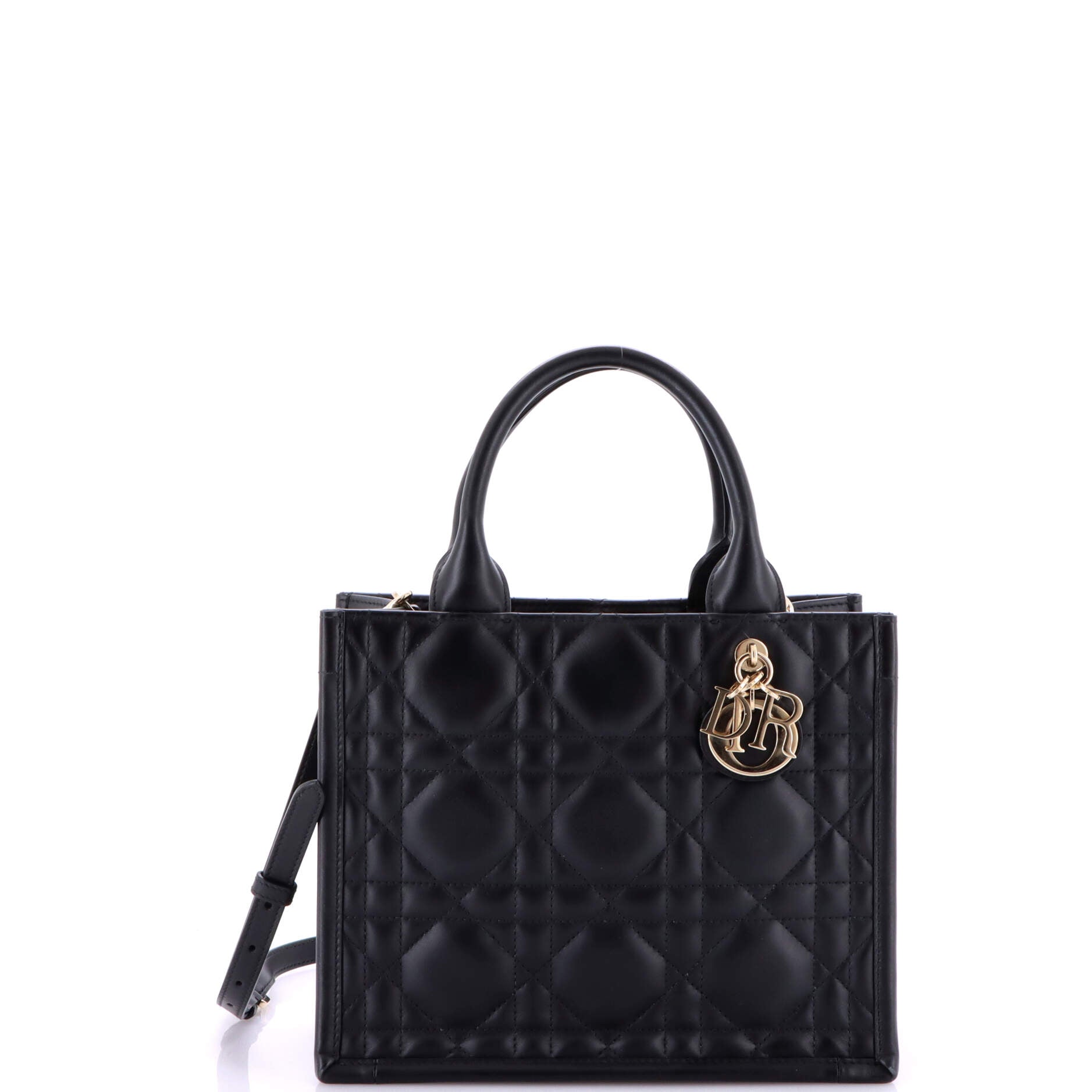 Christian Dior Book Tote with Strap Cannage Quilt Lambskin Small