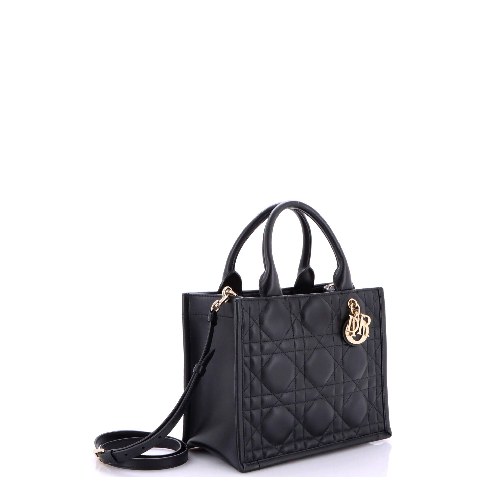 Christian Dior Book Tote with Strap Cannage Quilt Lambskin Small