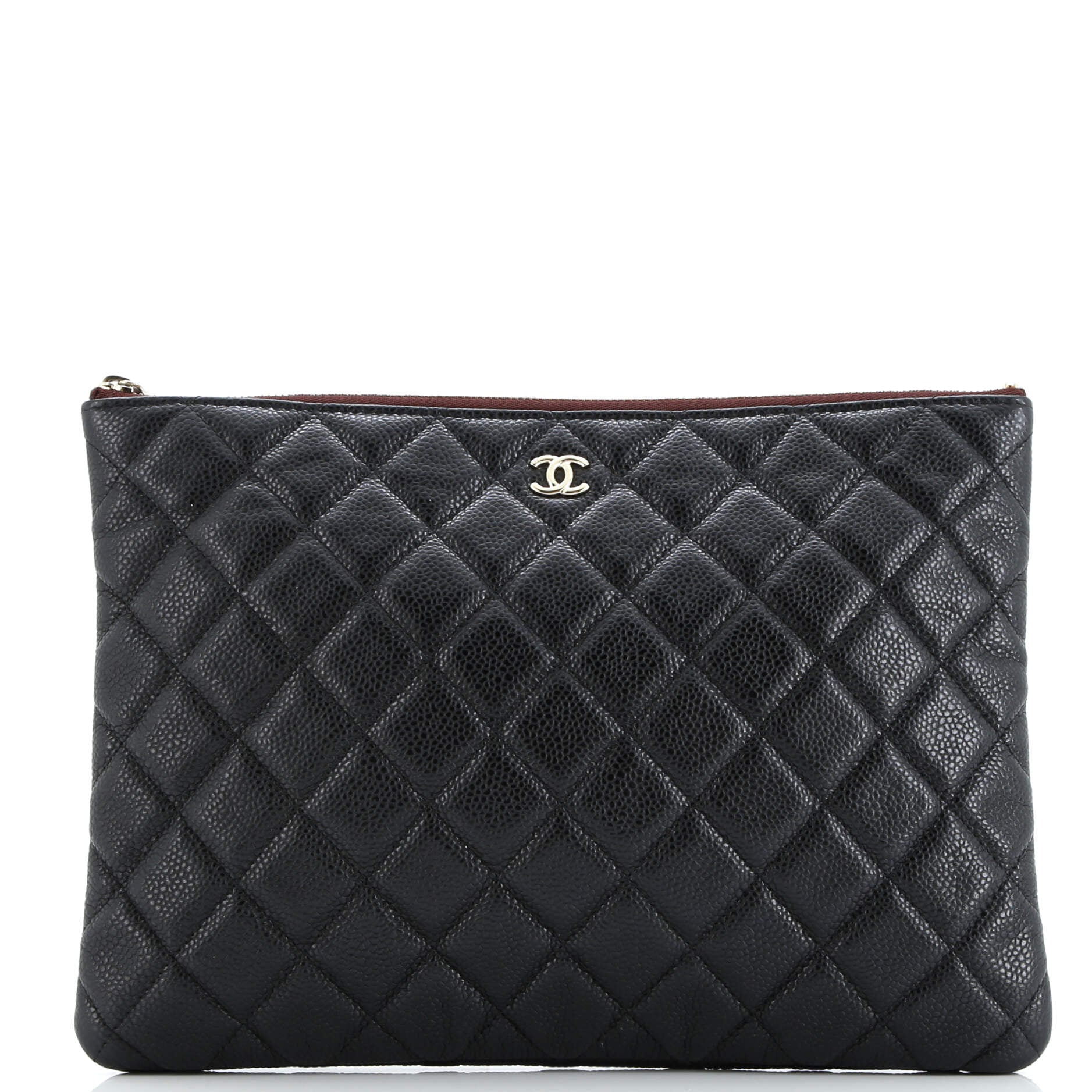 Chanel O Case Clutch Quilted Caviar Medium