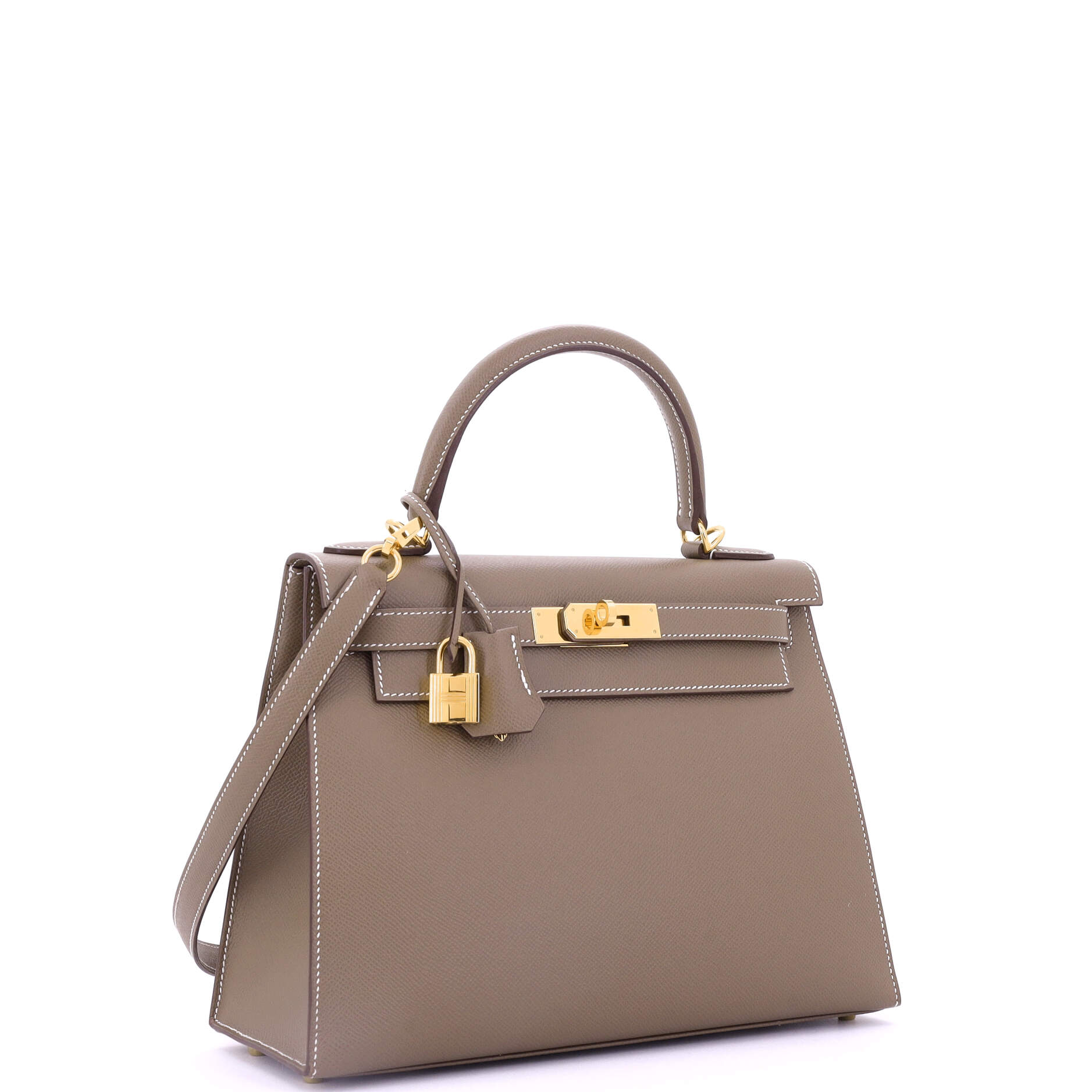 Hermes Kelly Handbag Grey Epsom with Gold Hardware 28