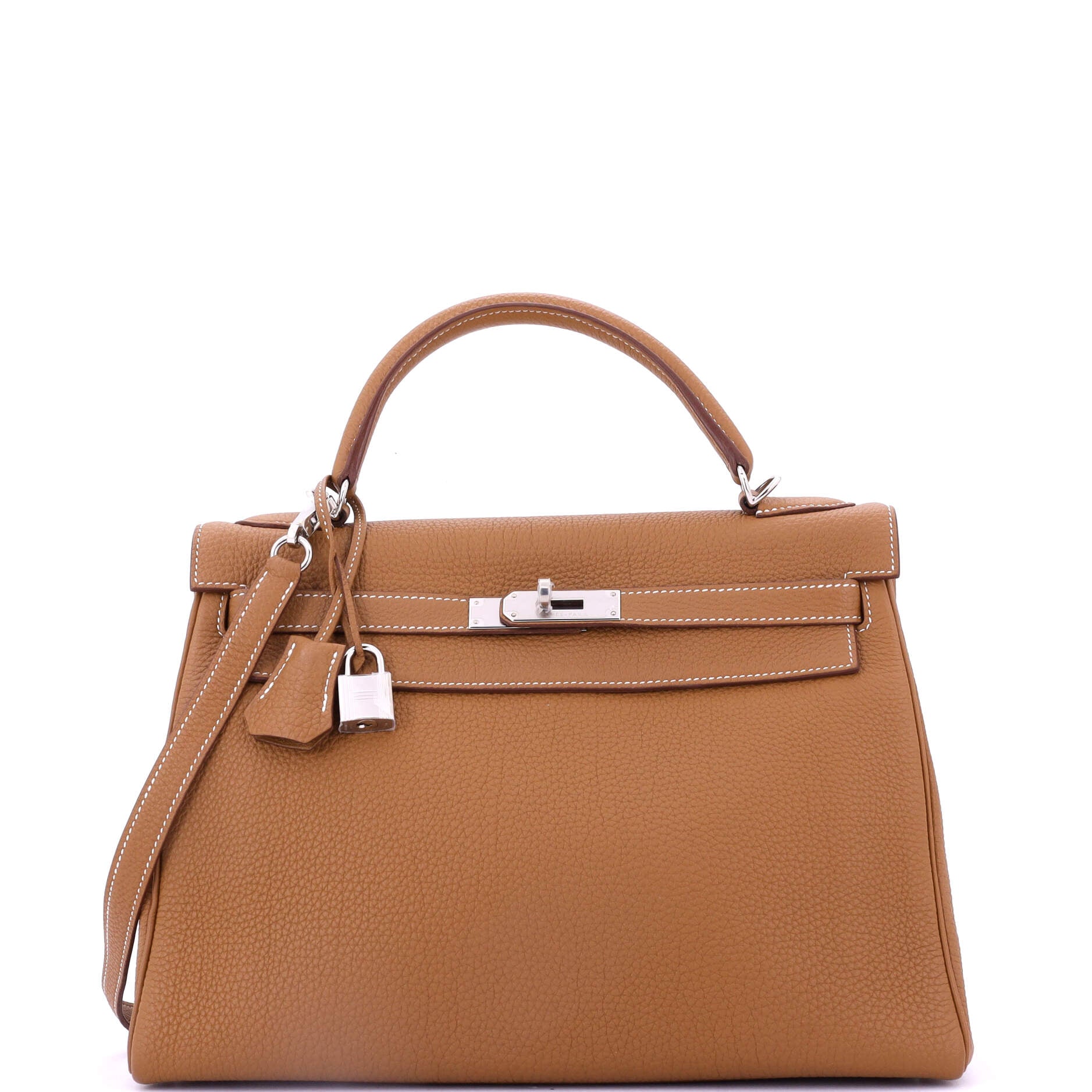 Hermes Kelly Handbag Brown Togo with Palladium Hardware 32