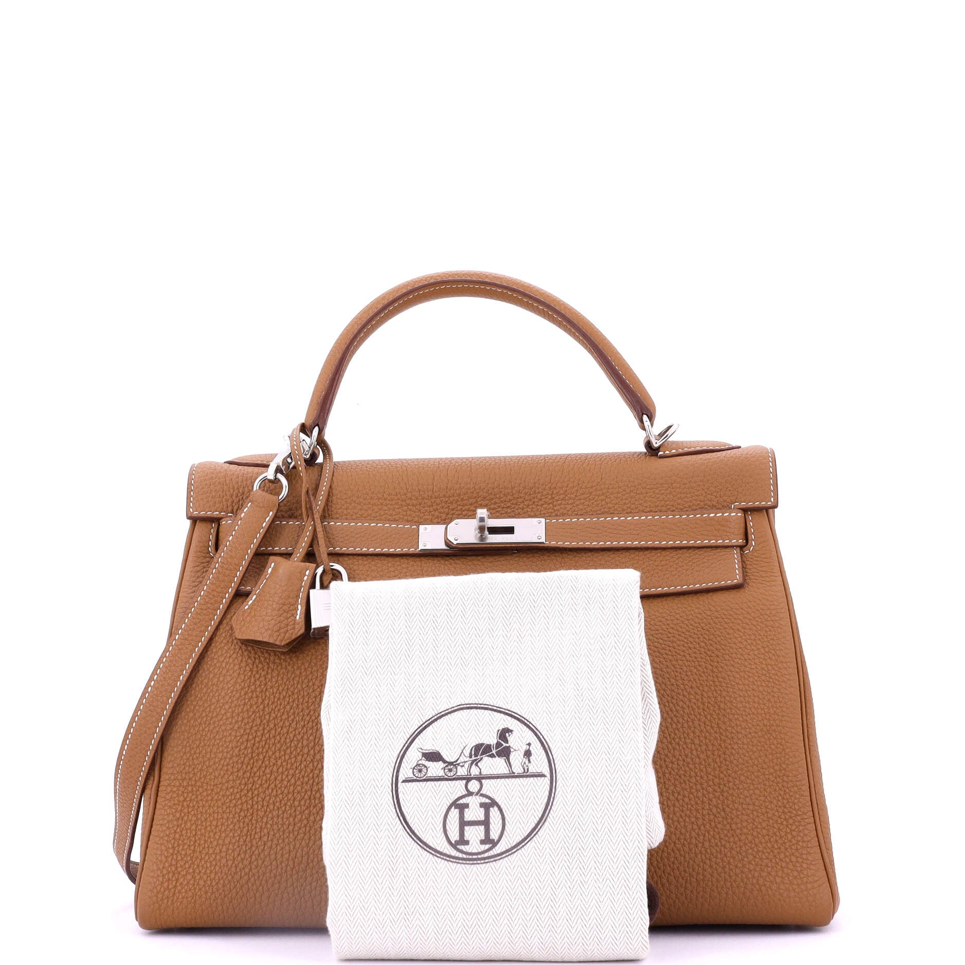 Hermes Kelly Handbag Brown Togo with Palladium Hardware 32