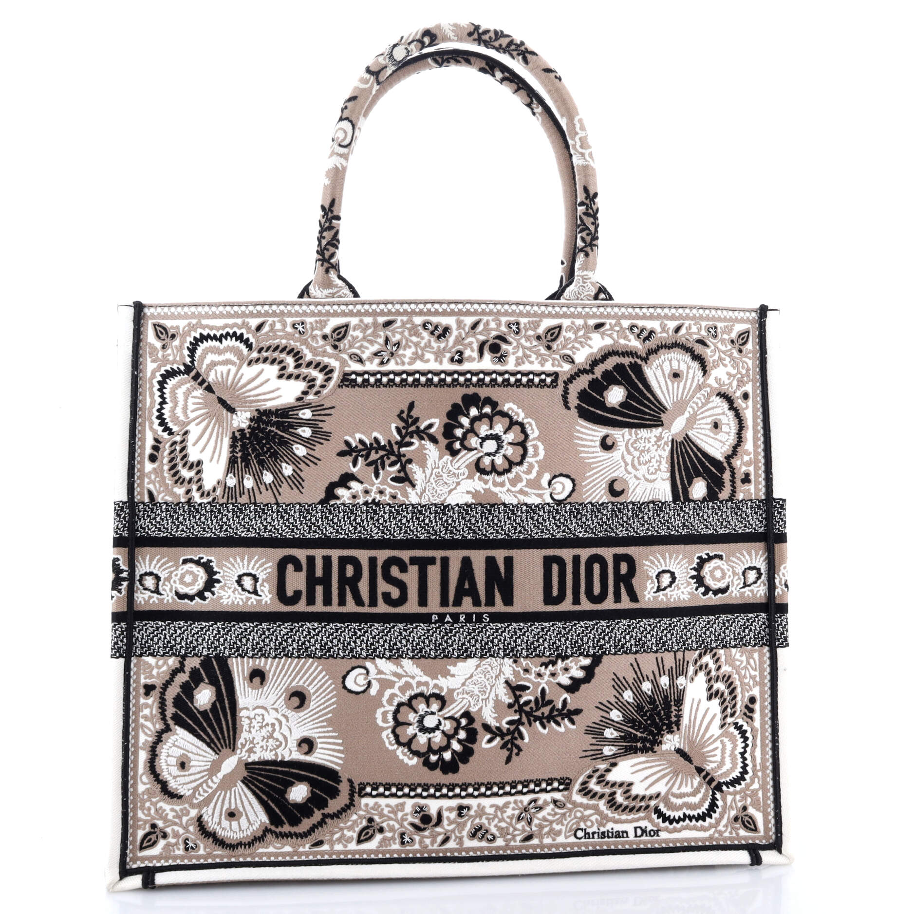 Christian Dior Book Tote Embroidered Canvas Large