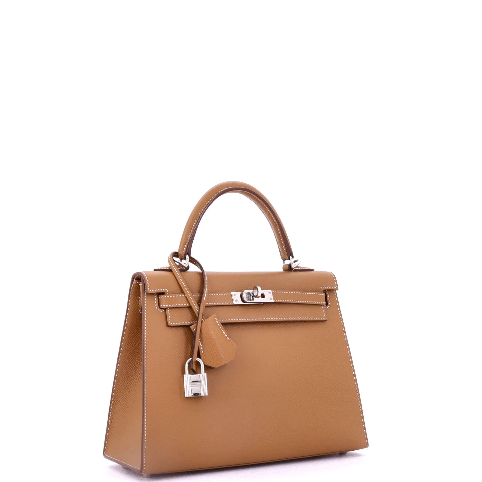 Hermes Kelly Handbag Brown Epsom with Palladium Hardware 25