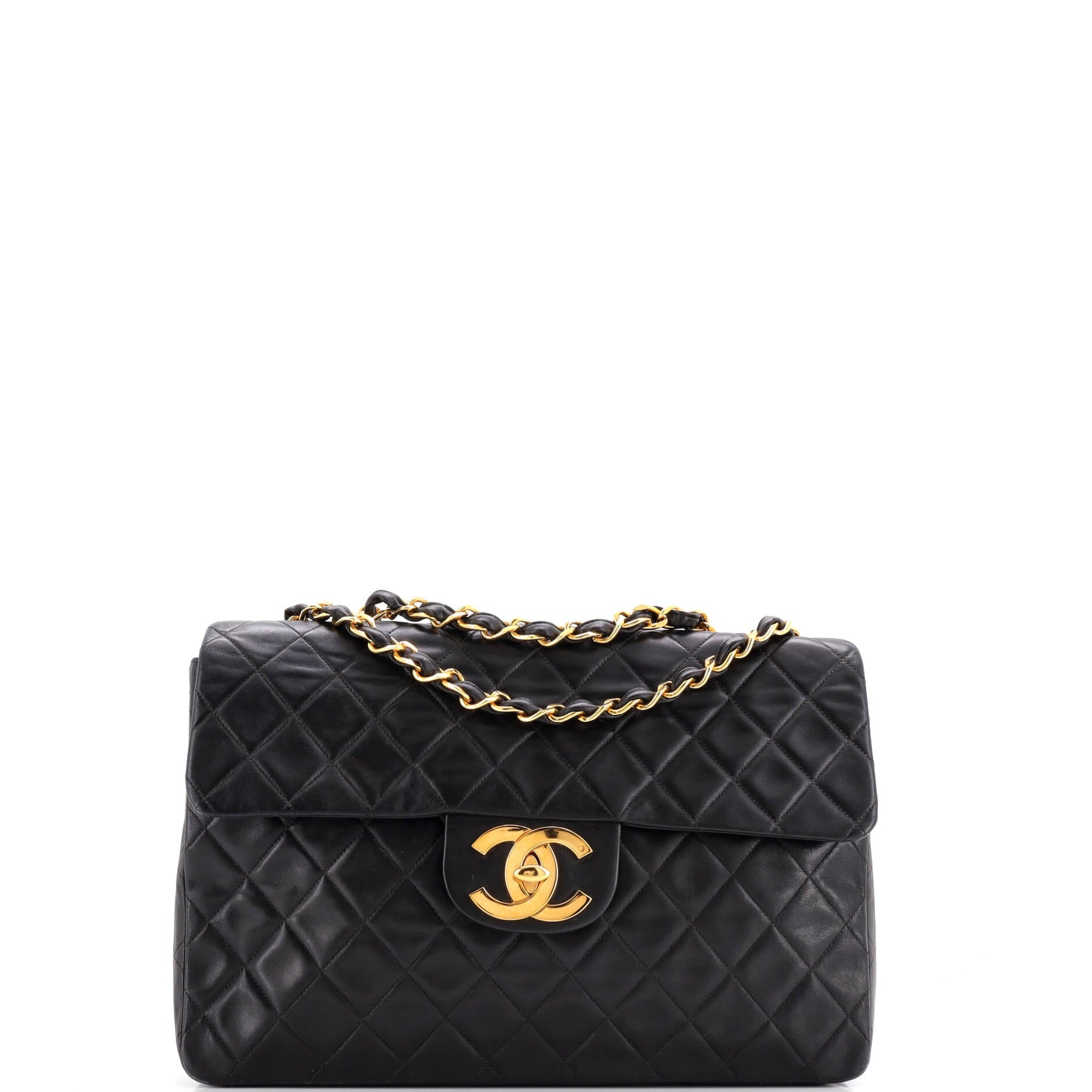 Chanel Vintage Classic Single Flap Bag Quilted Lambskin Maxi